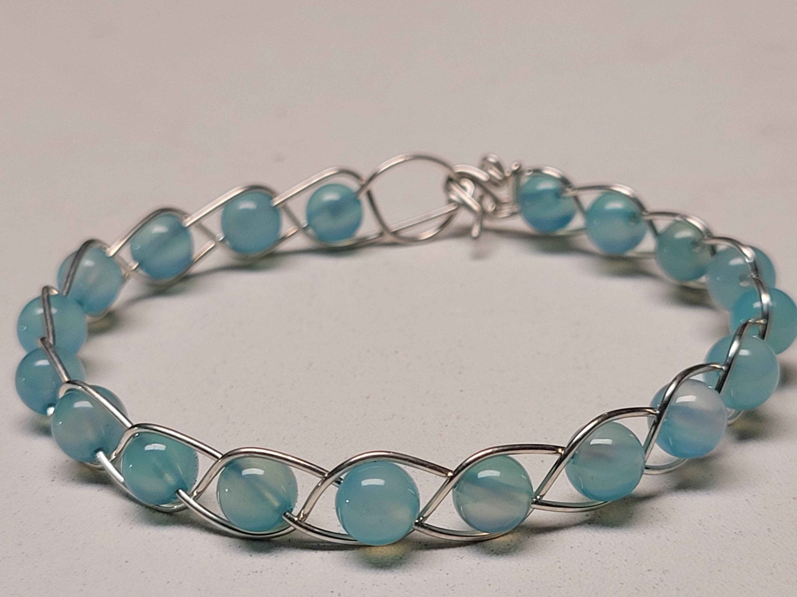 Light Blue Chalcedony Braid Bracelet - Image 2
