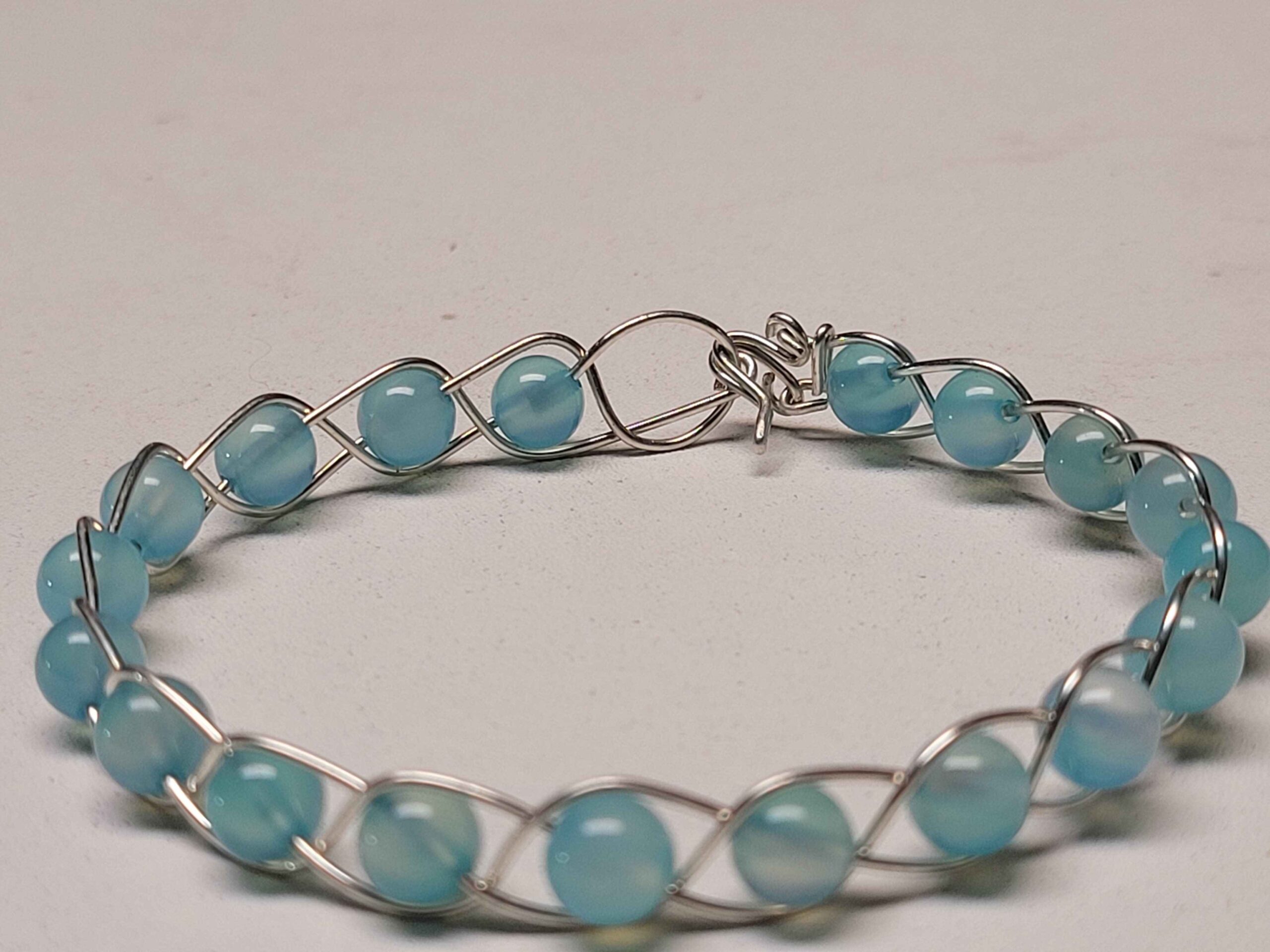 Light Blue Chalcedony Braid Bracelet - Image 3
