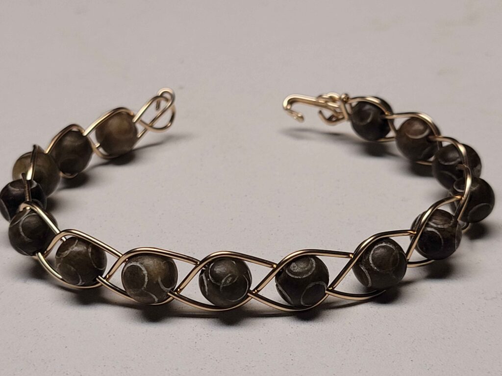Old Jade & Gold Braid Bracelet