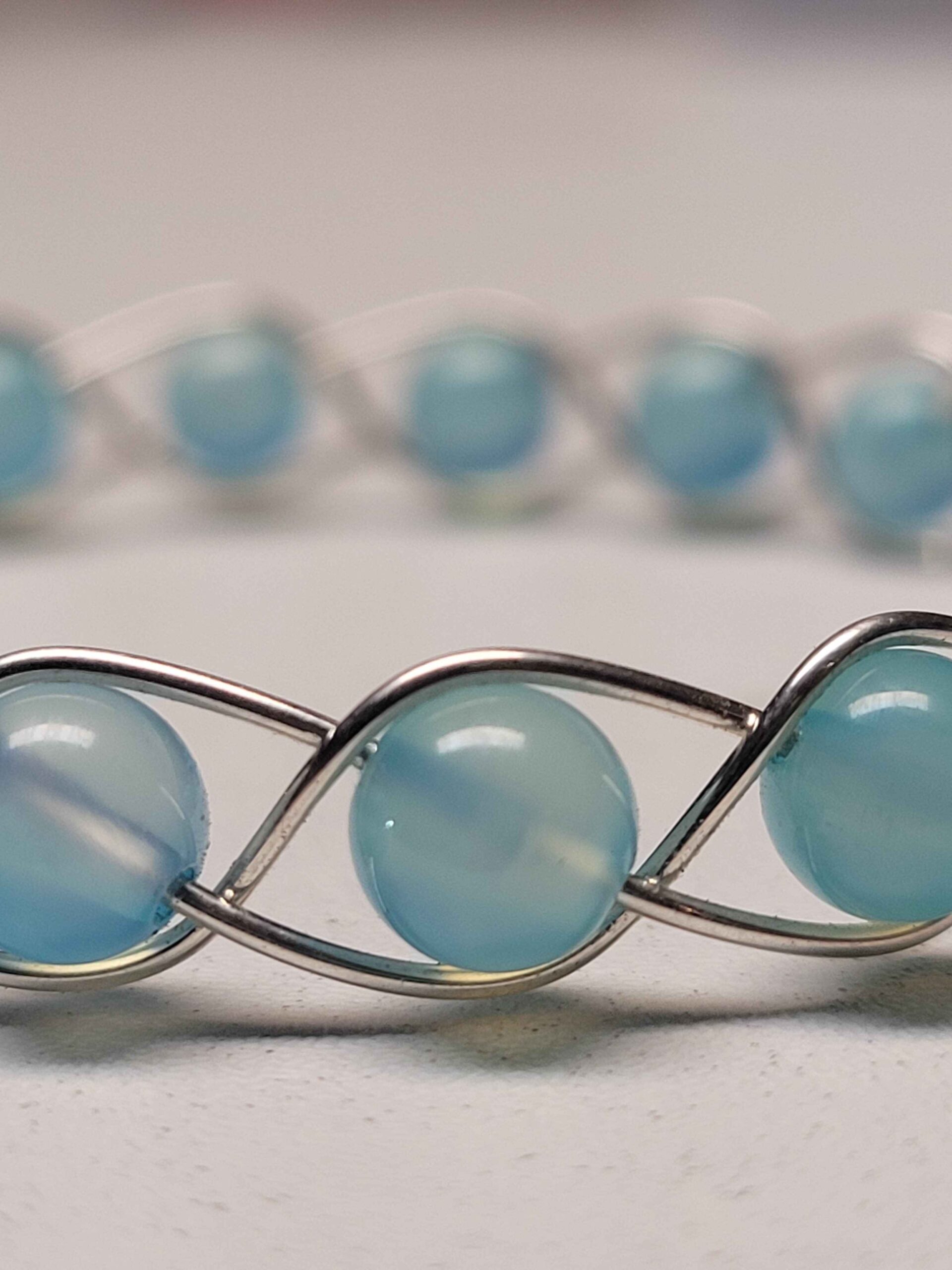 Light Blue Chalcedony Braid Bracelet - Image 5