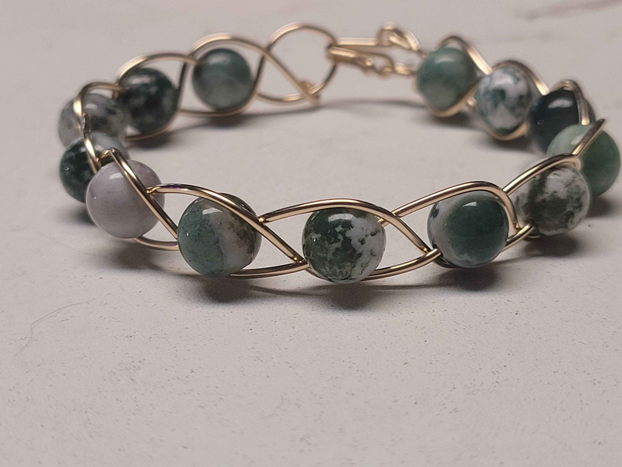 Tree Agate & Gold Braid Bracelet - Image 2
