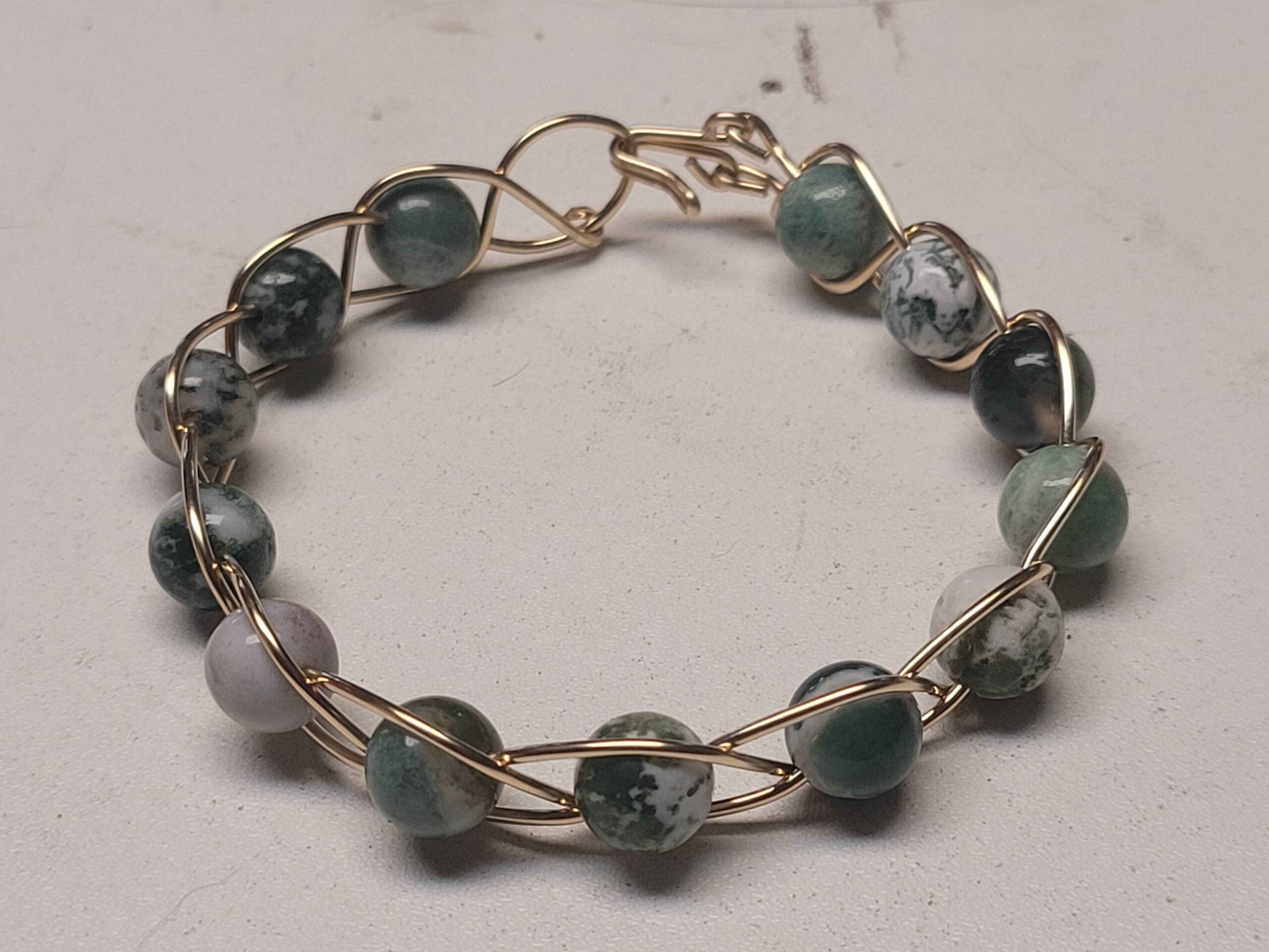 Tree Agate & Gold Braid Bracelet - Image 3