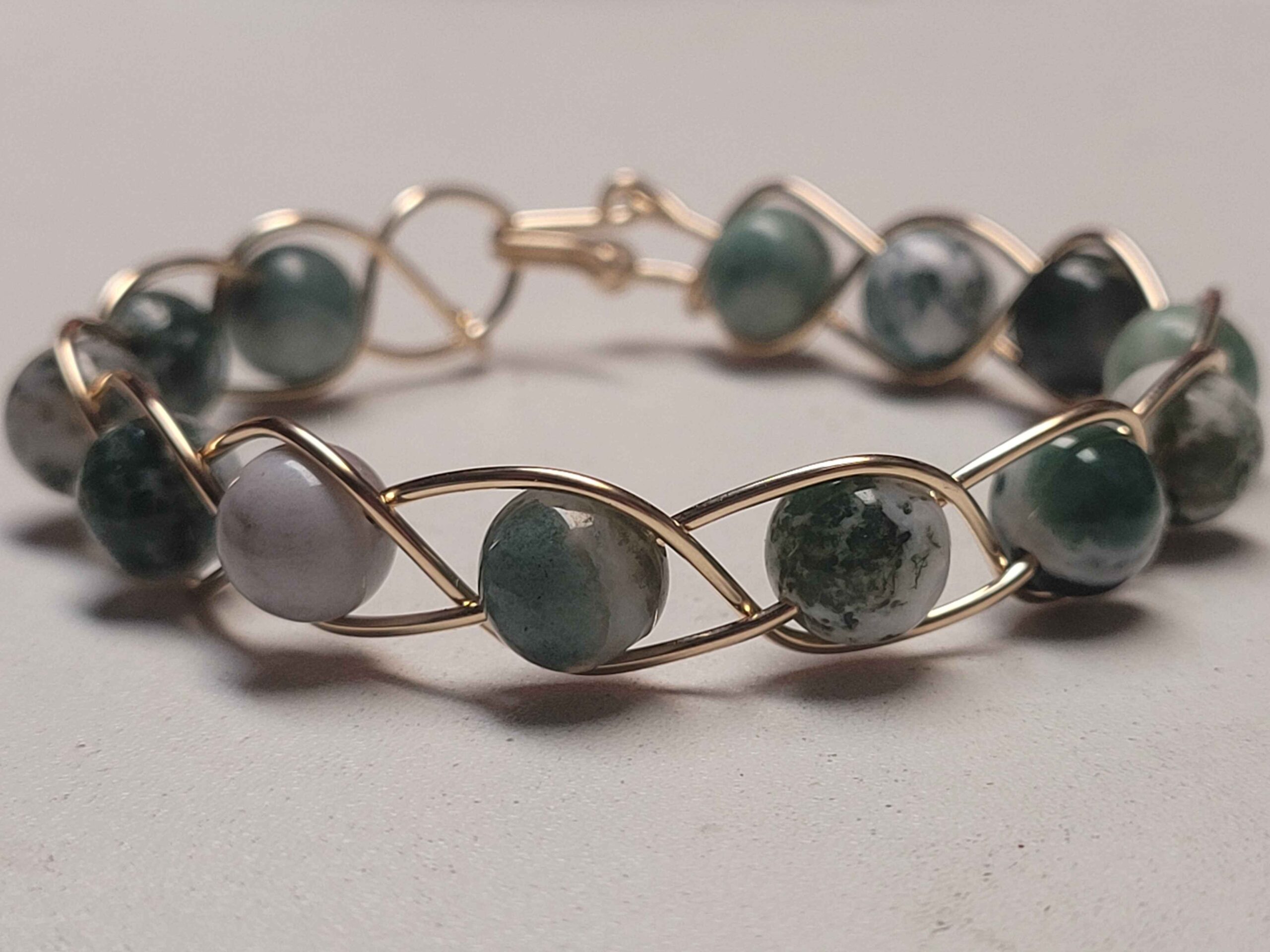 Tree Agate & Gold Braid Bracelet - Image 4