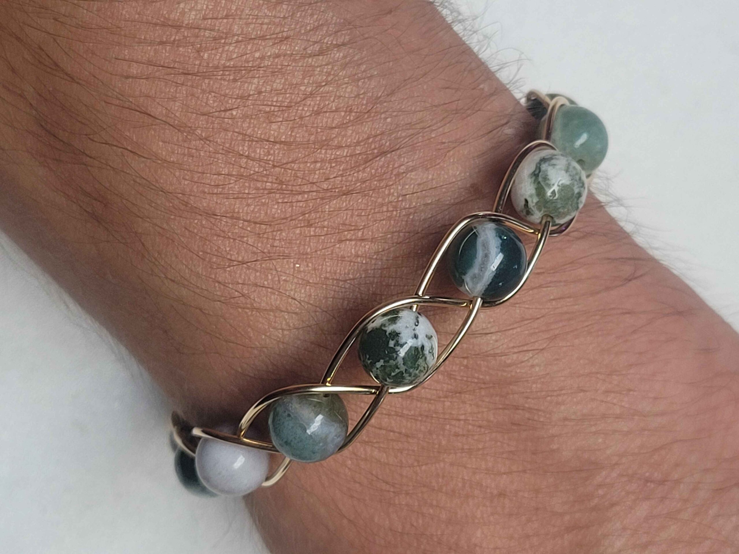 Tree Agate & Gold Braid Bracelet - Image 5