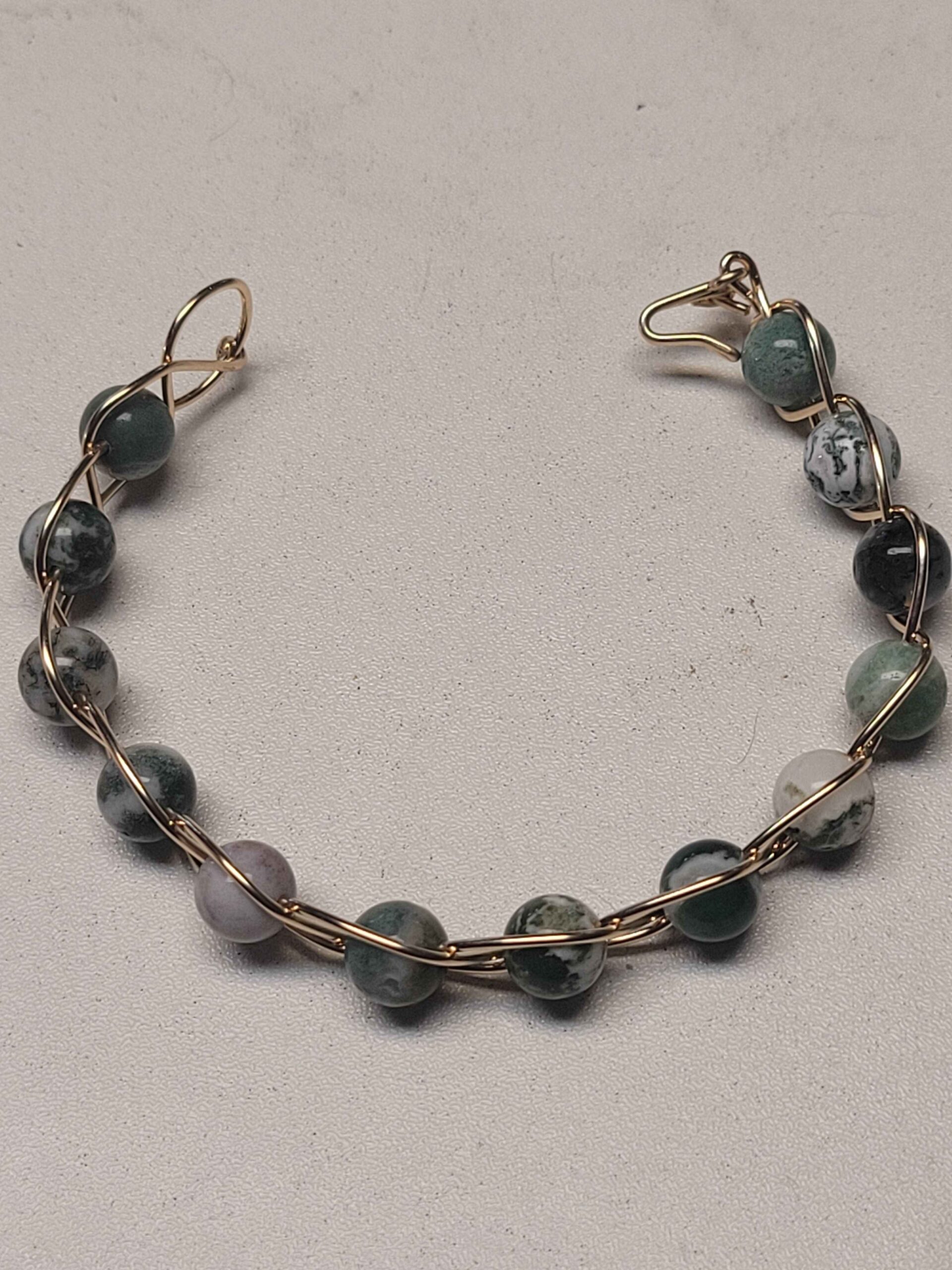Tree Agate & Gold Braid Bracelet - Image 7
