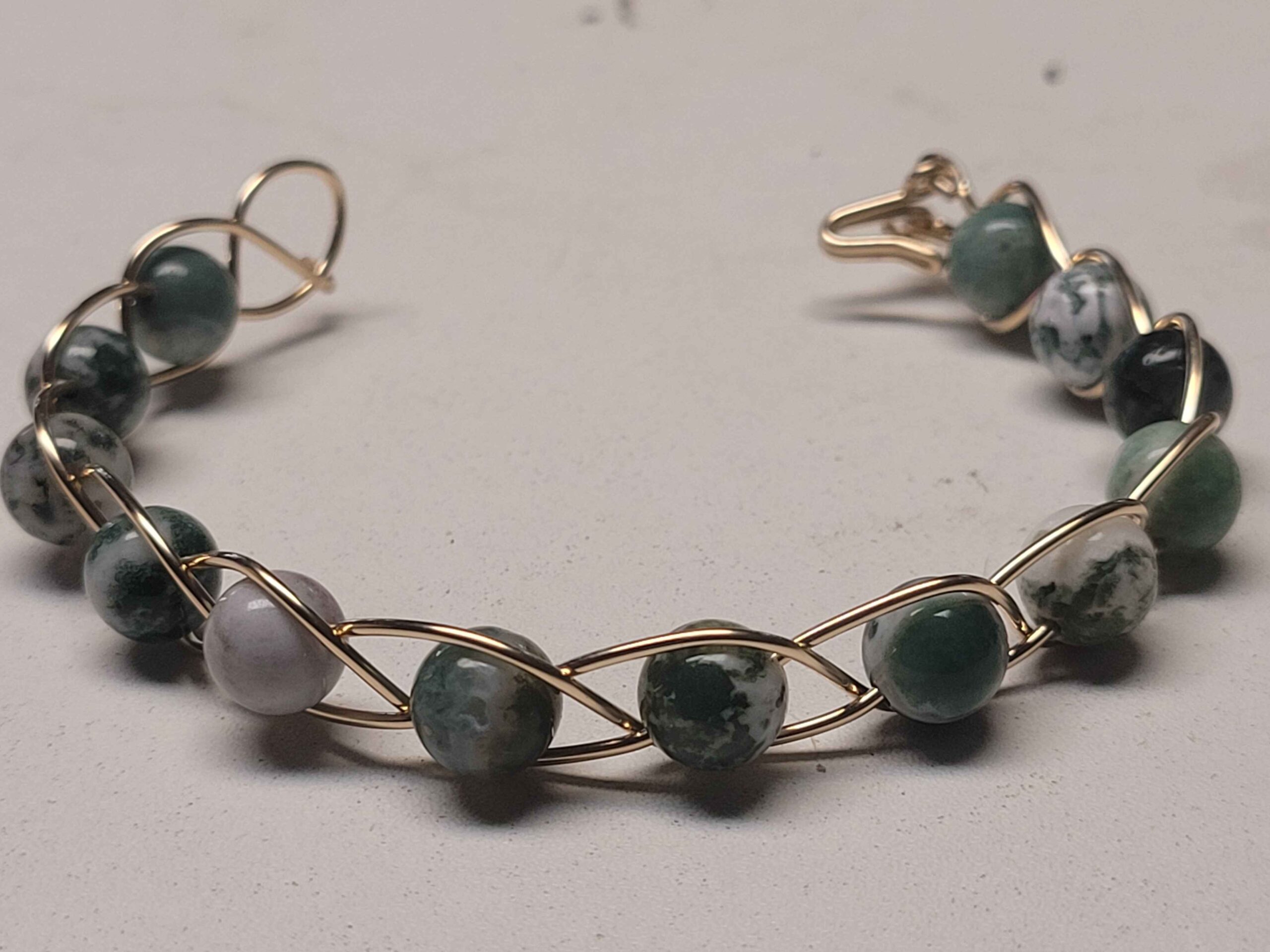 Tree Agate & Gold Braid Bracelet - Image 8