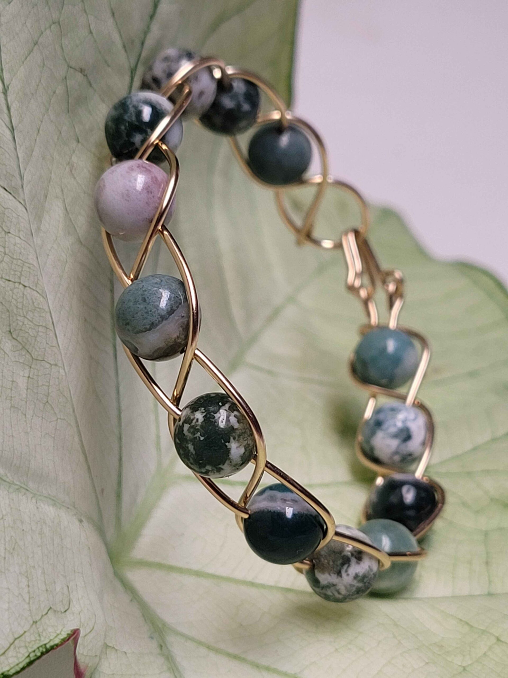 Tree Agate & Gold Braid Bracelet - Image 9