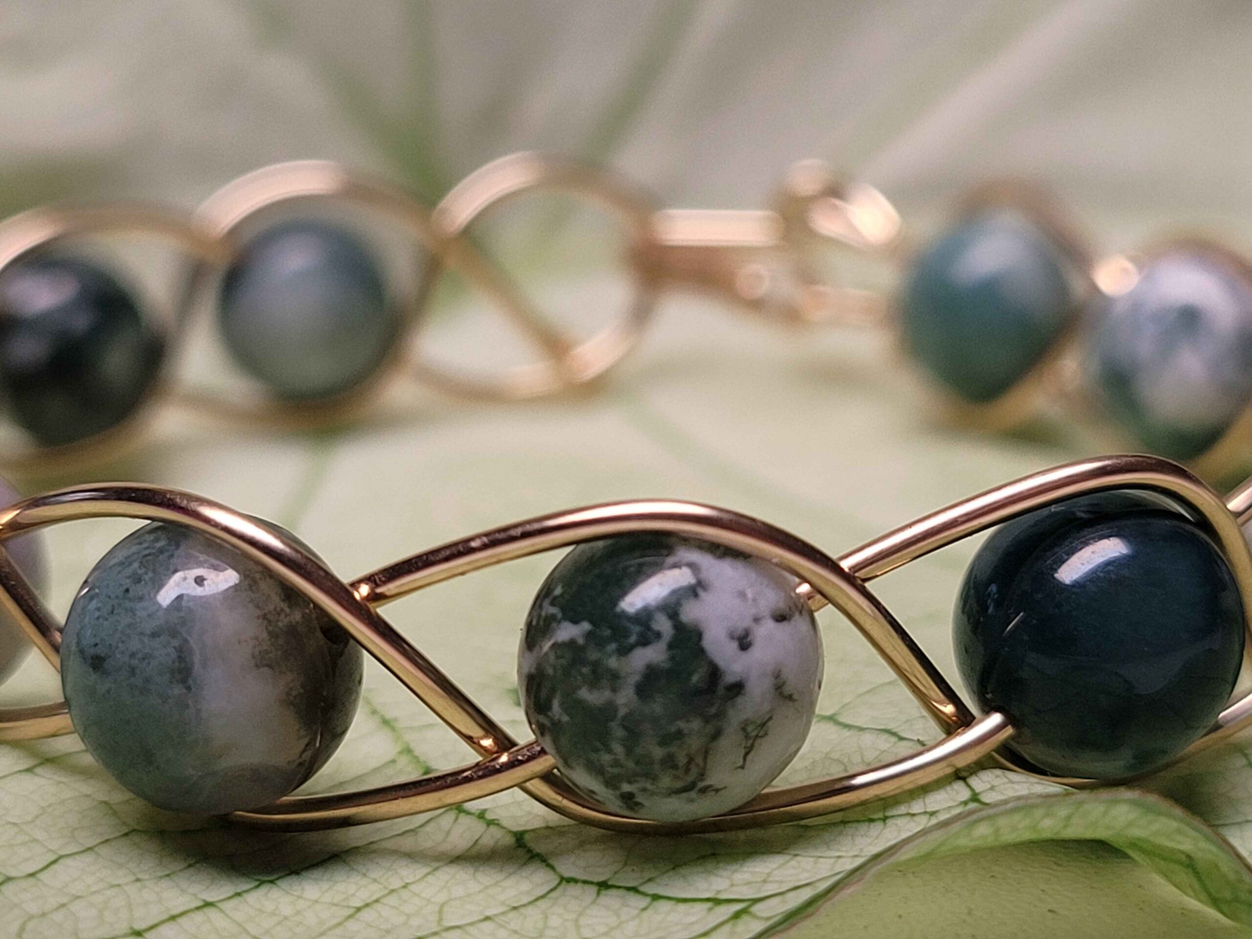 Tree Agate & Gold Braid Bracelet - Image 11