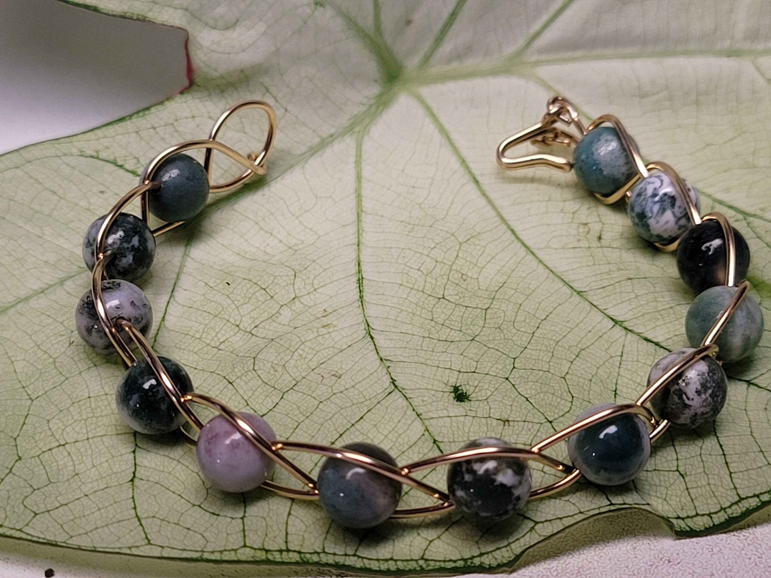 Tree Agate & Gold Braid Bracelet - Image 12