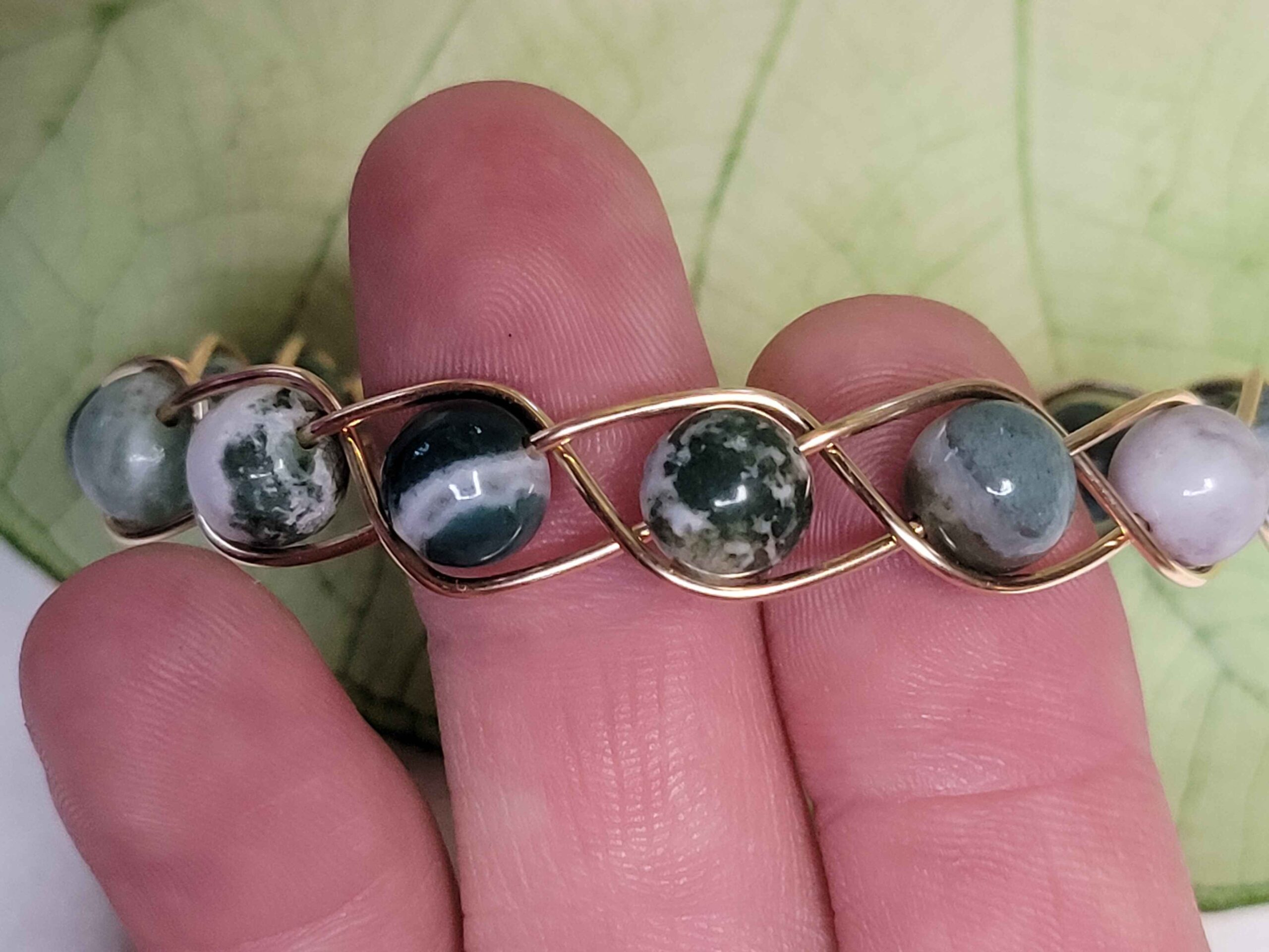 Tree Agate & Gold Braid Bracelet - Image 13