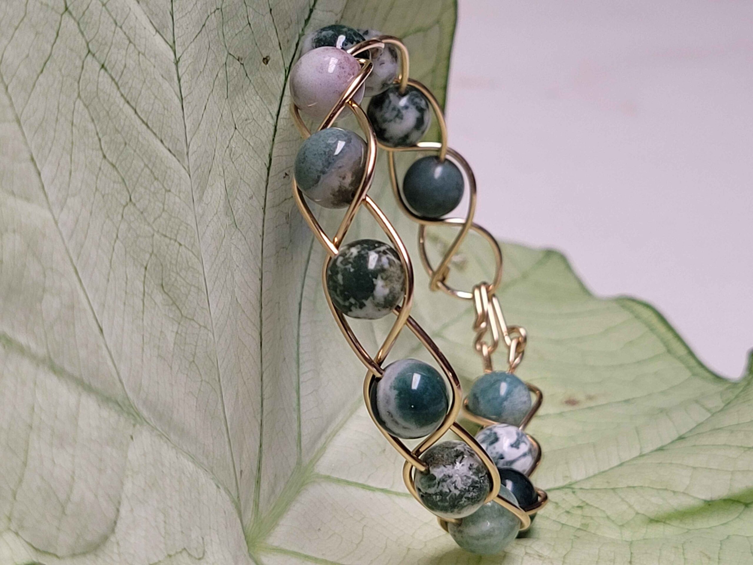 Tree Agate & Gold Braid Bracelet - Image 14