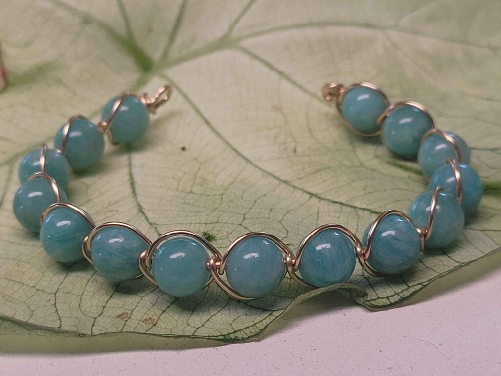 Amazonite & Gold String Bracelet