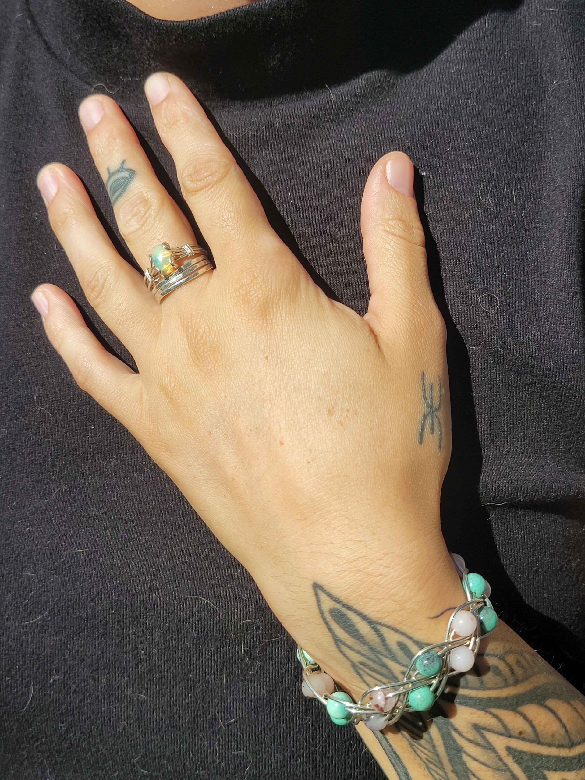Chrysoprase & Pink Opal Double Braid Bracelet - Image 3