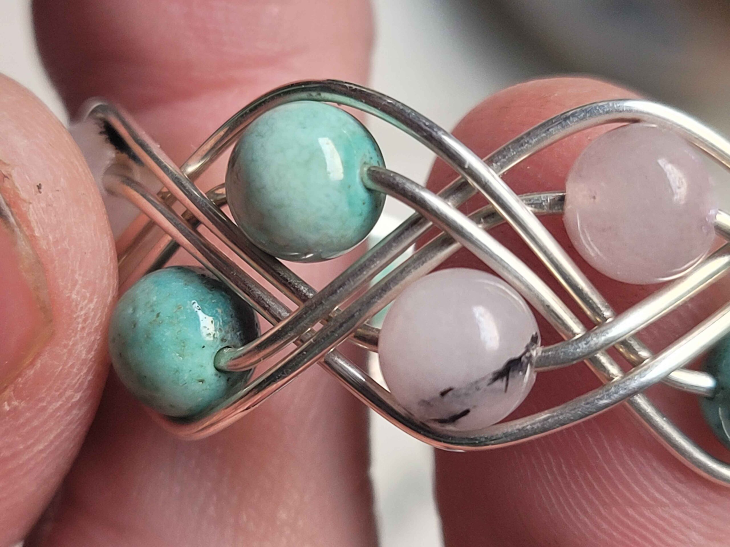 Chrysoprase & Pink Opal Double Braid Bracelet - Image 8