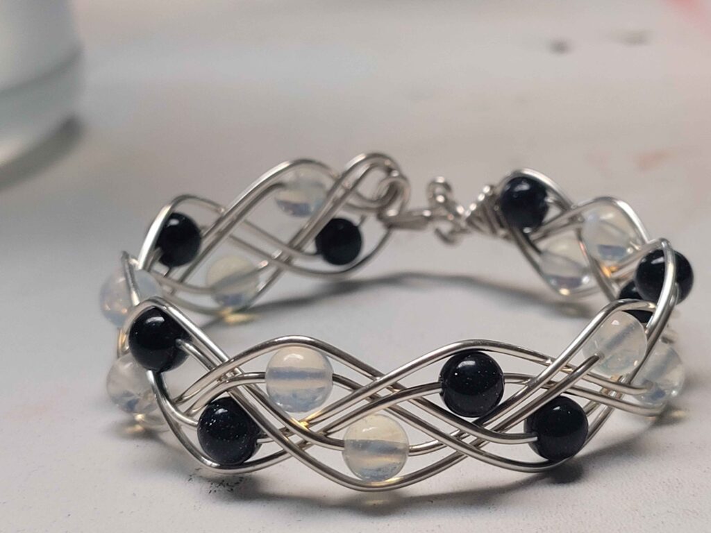 Blue Goldstone & Opalite Double Braid Bracelet