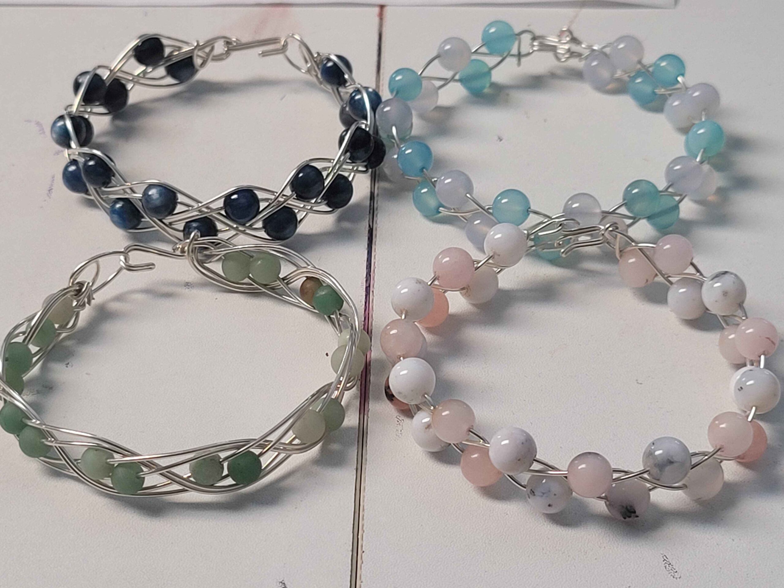 Pink Opal & White Opal Braid Bracelet - Image 2