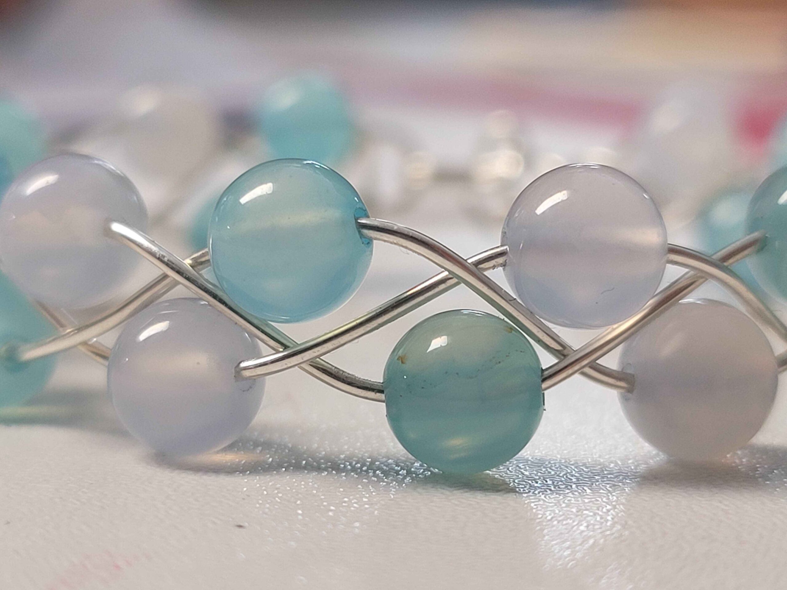 Pale Chalcedony & Light Blue Chalcedony Braid Bracelet - Image 5