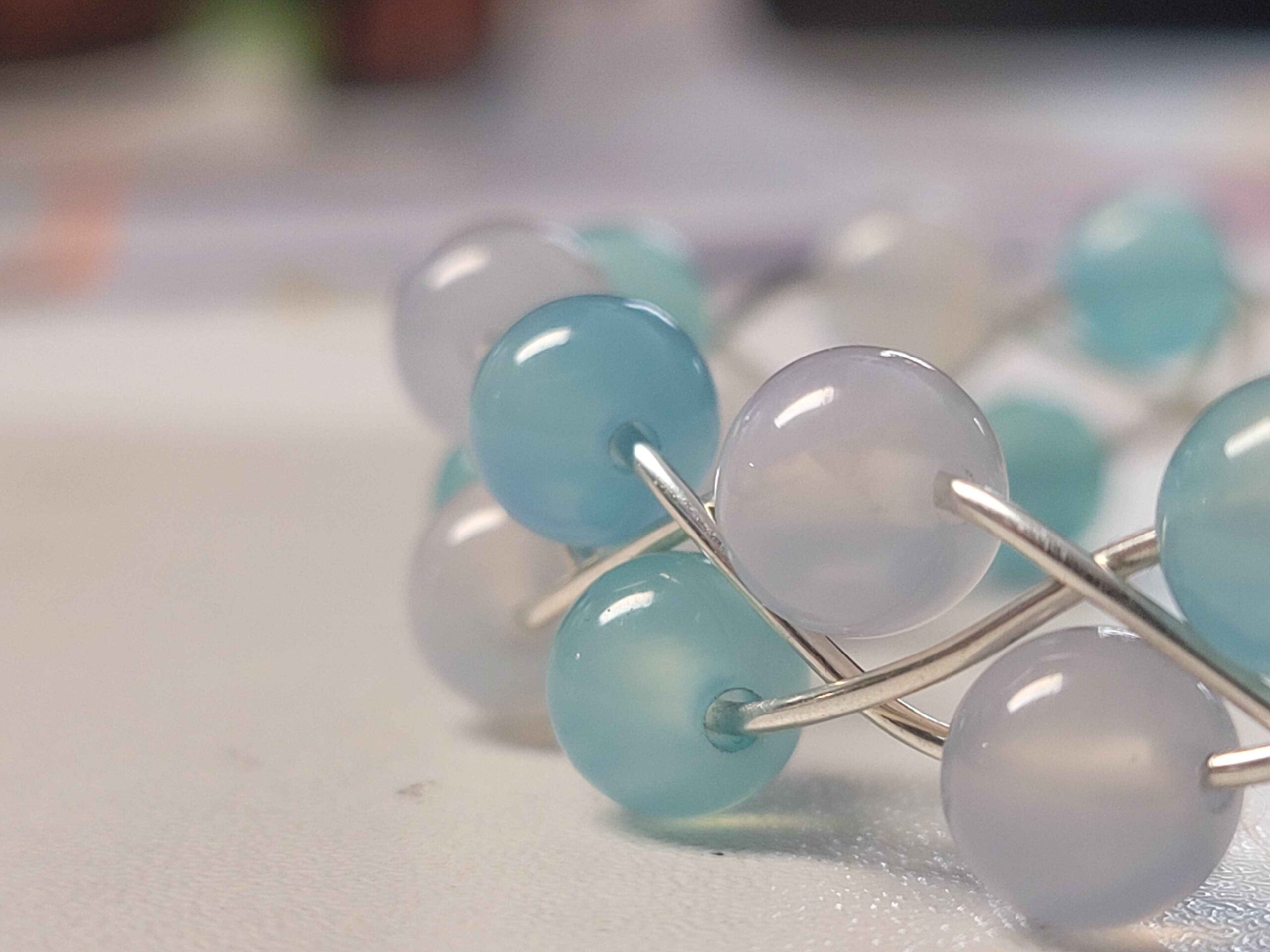 Pale Chalcedony & Light Blue Chalcedony Braid Bracelet - Image 6