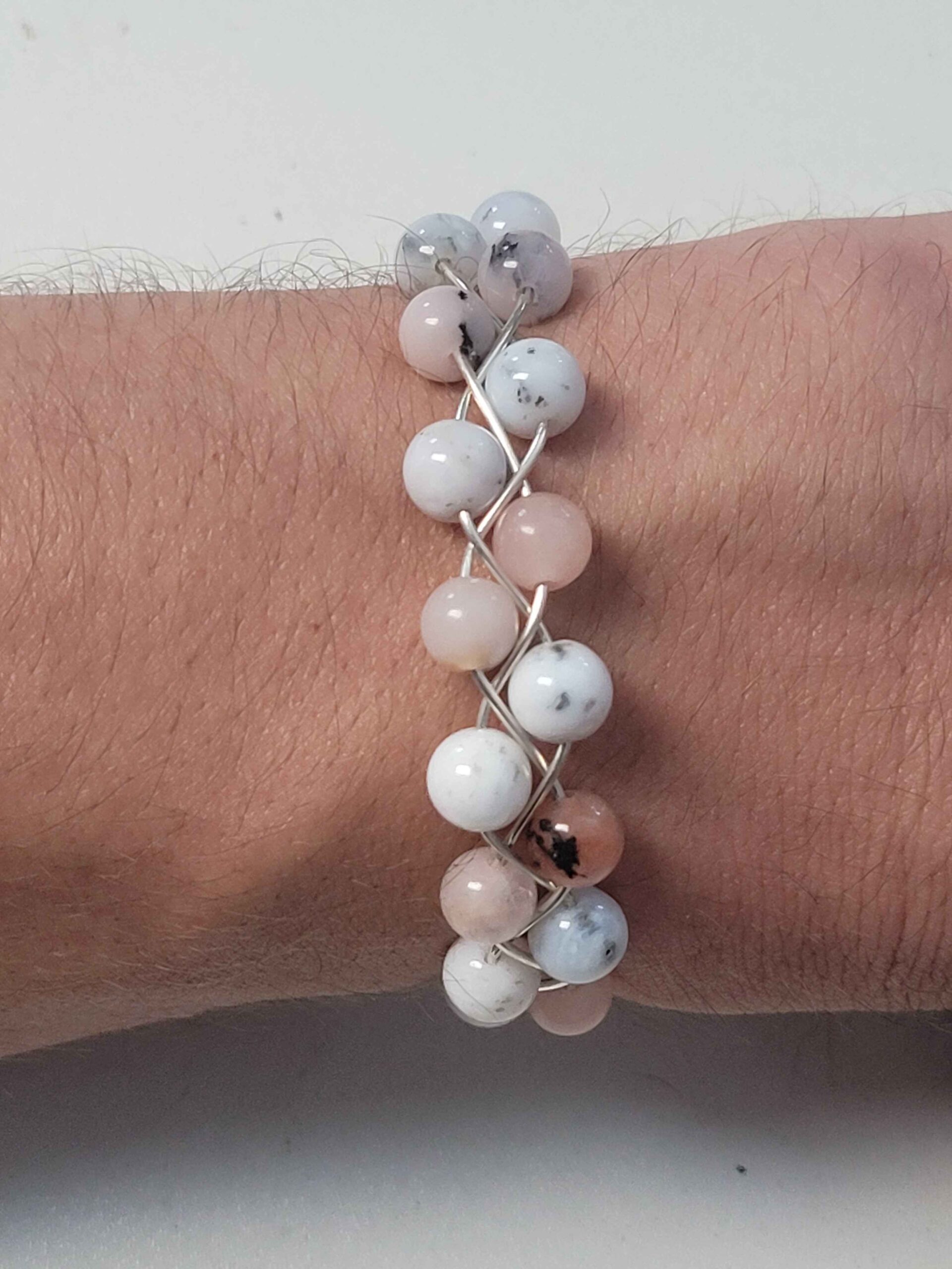 Pink Opal & White Opal Braid Bracelet - Image 6