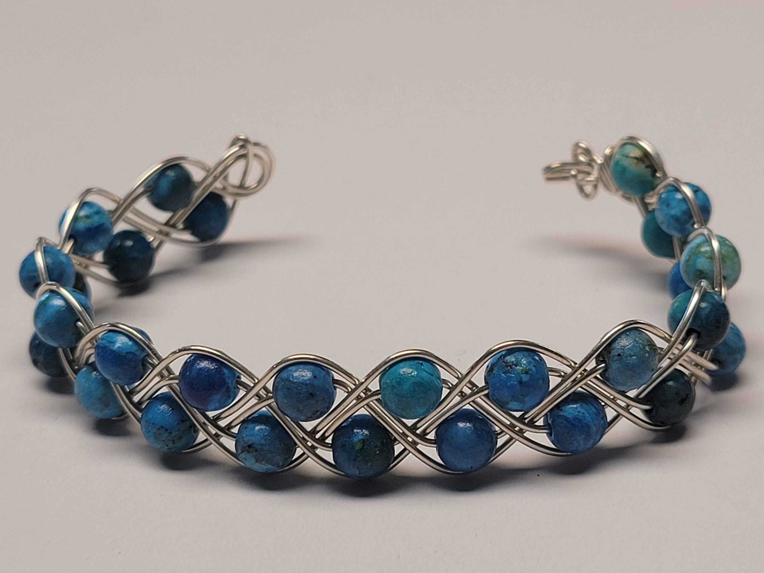Blue Chrysocolla Double Braid Bracelet - Image 2