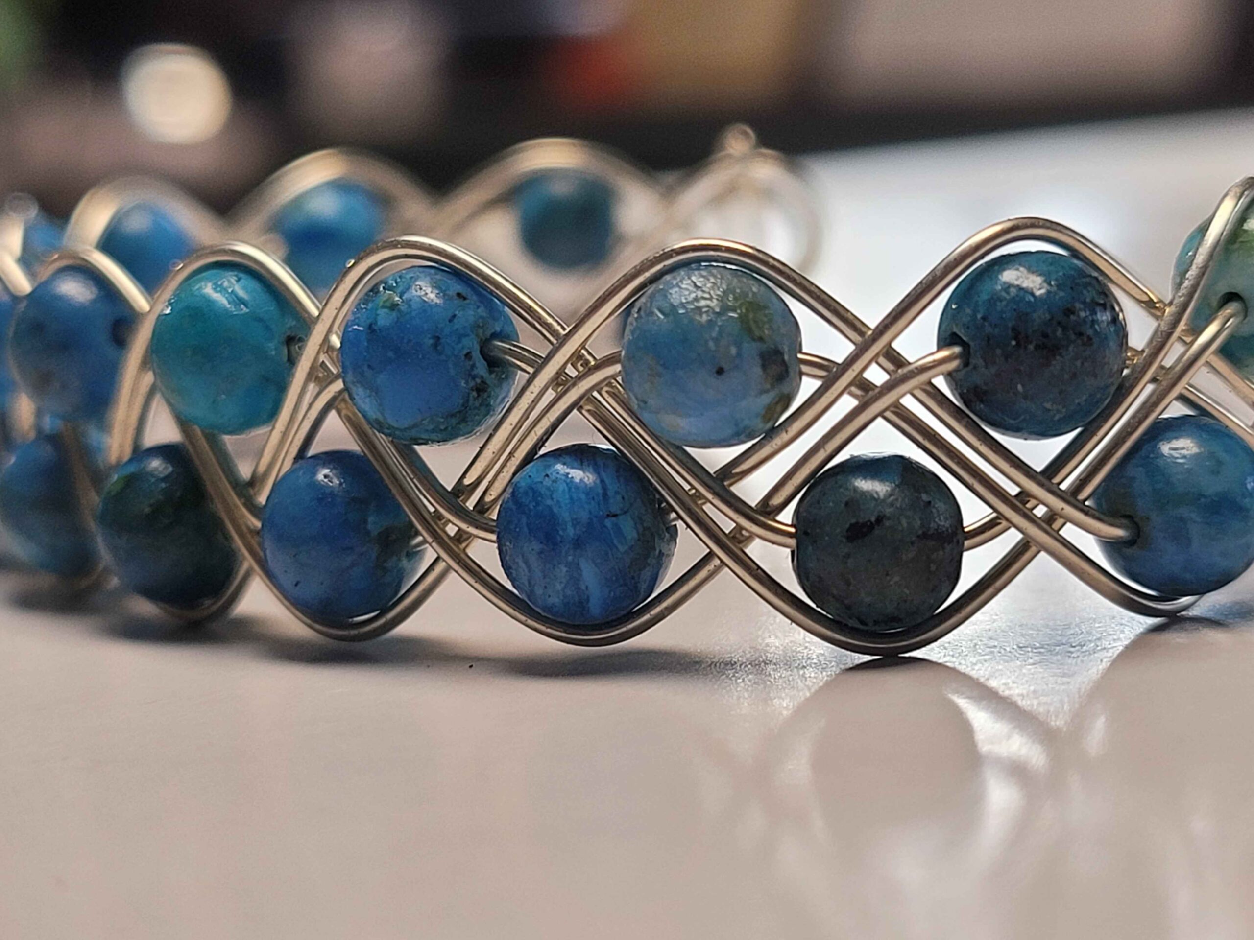 Blue Chrysocolla Double Braid Bracelet - Image 5