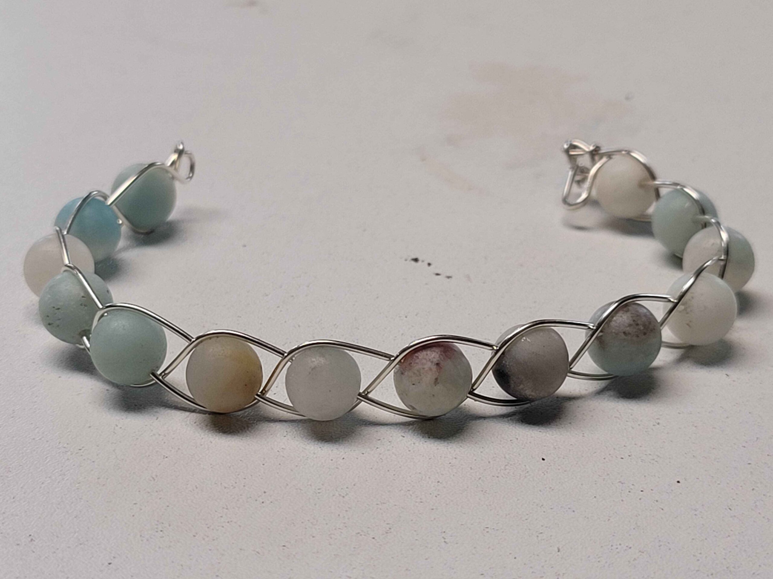 Matte Black Gold Amazonite Braid Bracelet - Image 2