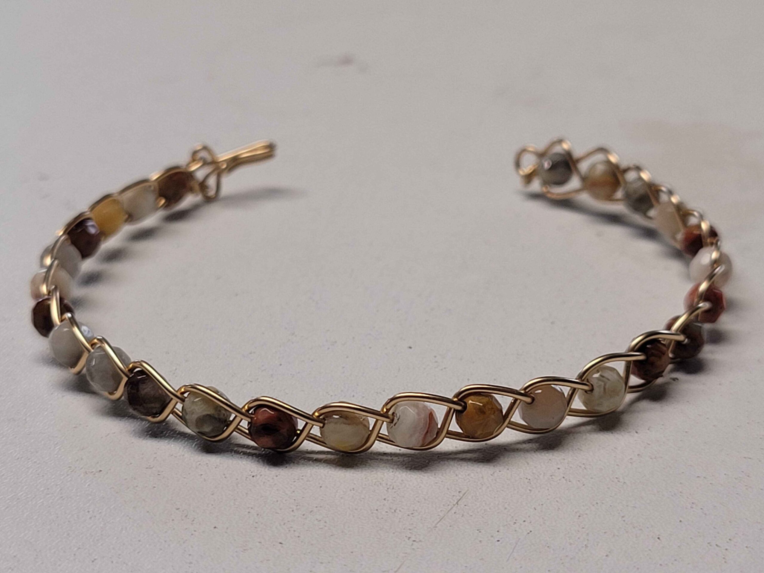 Crazy Lace Agate & Gold Braid Bracelet - Image 2