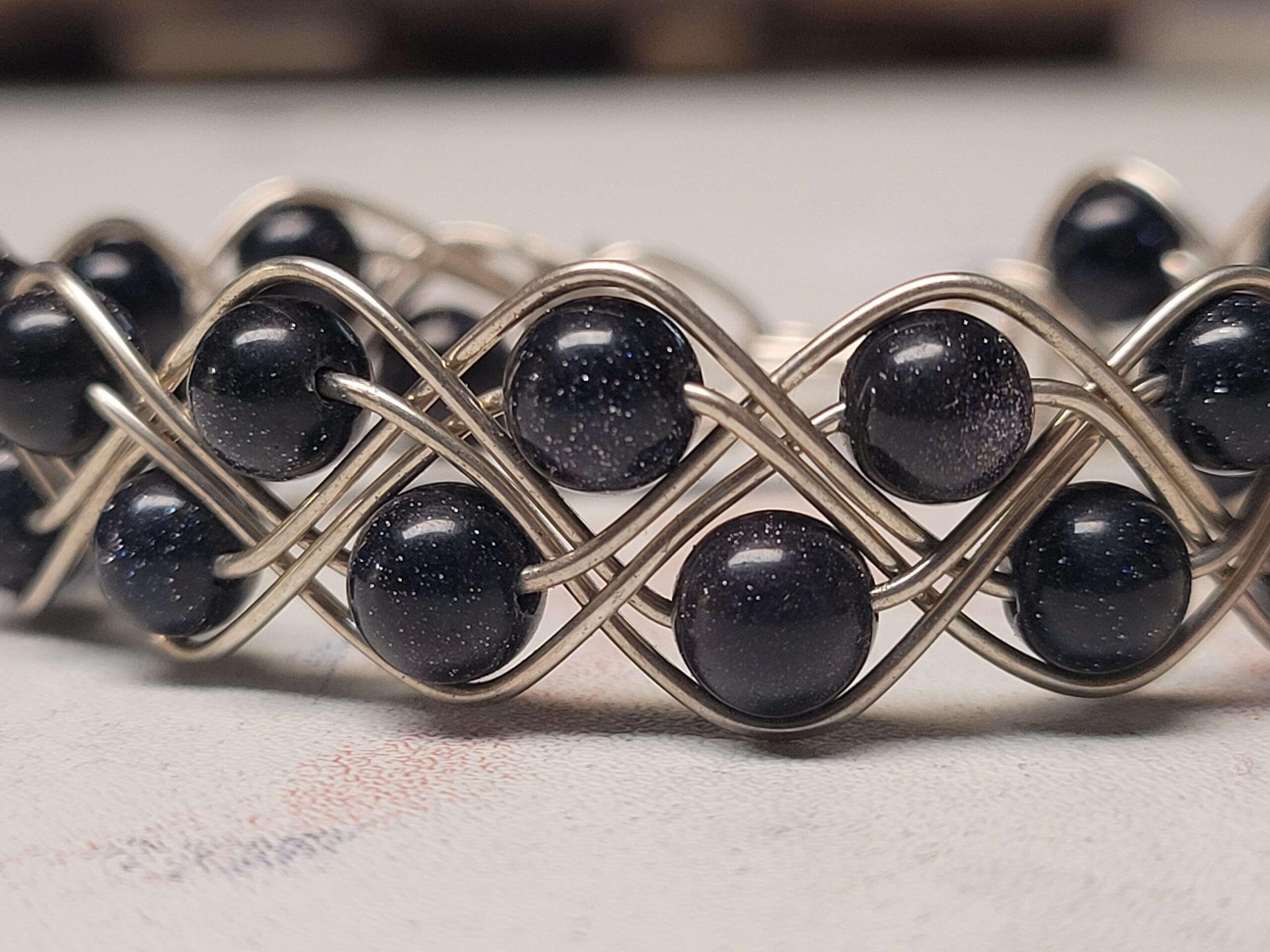 Blue Goldstone Double Braid Bracelet - Image 3