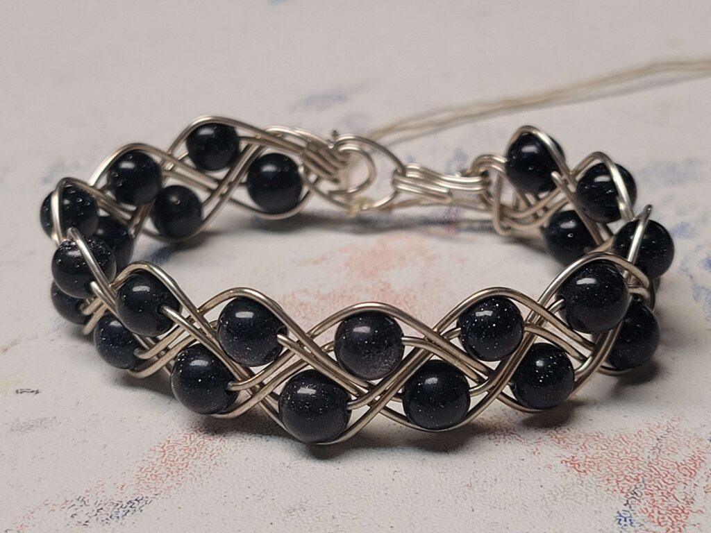 Blue Goldstone Double Braid Bracelet