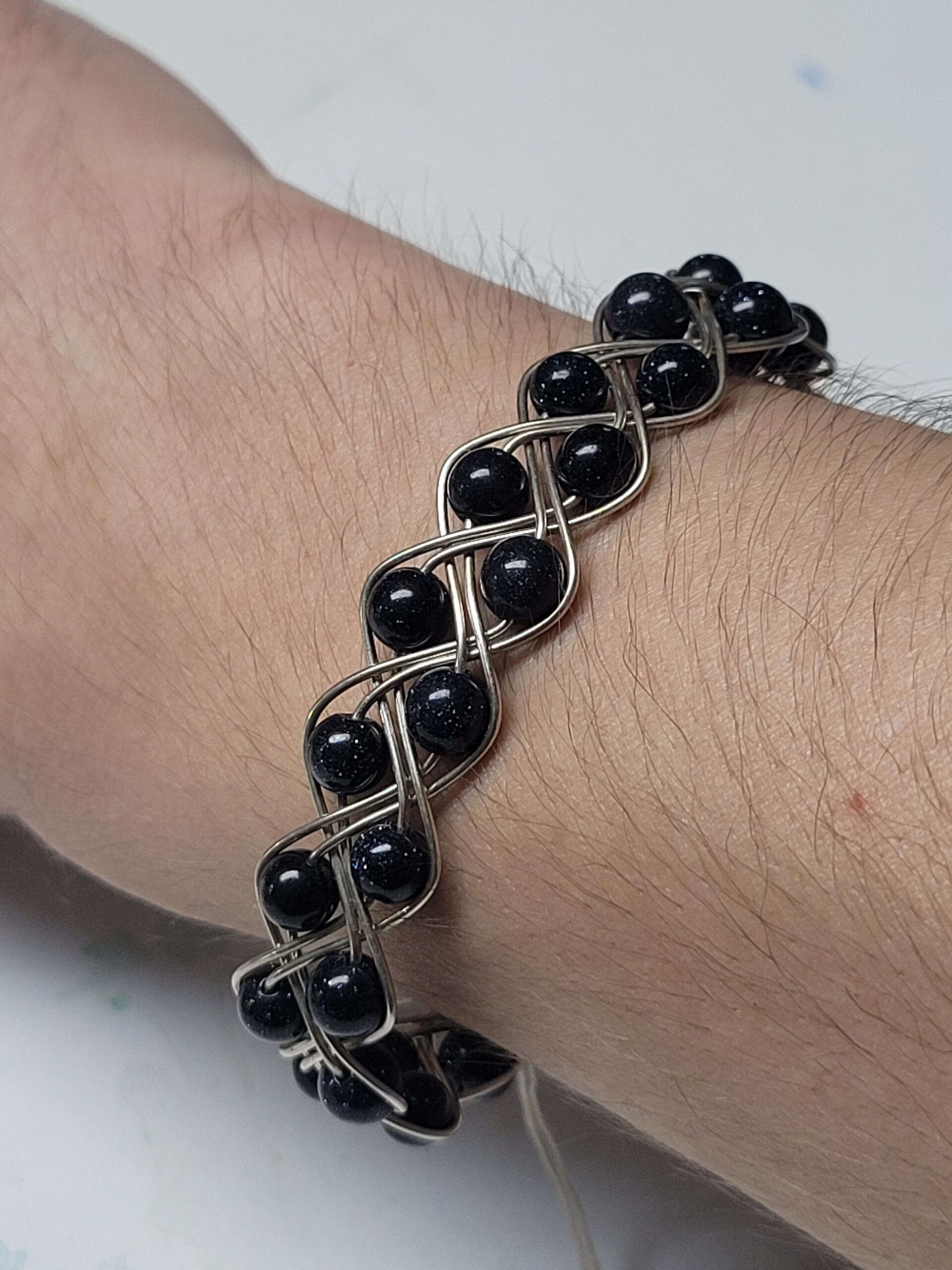 Blue Goldstone Double Braid Bracelet - Image 7