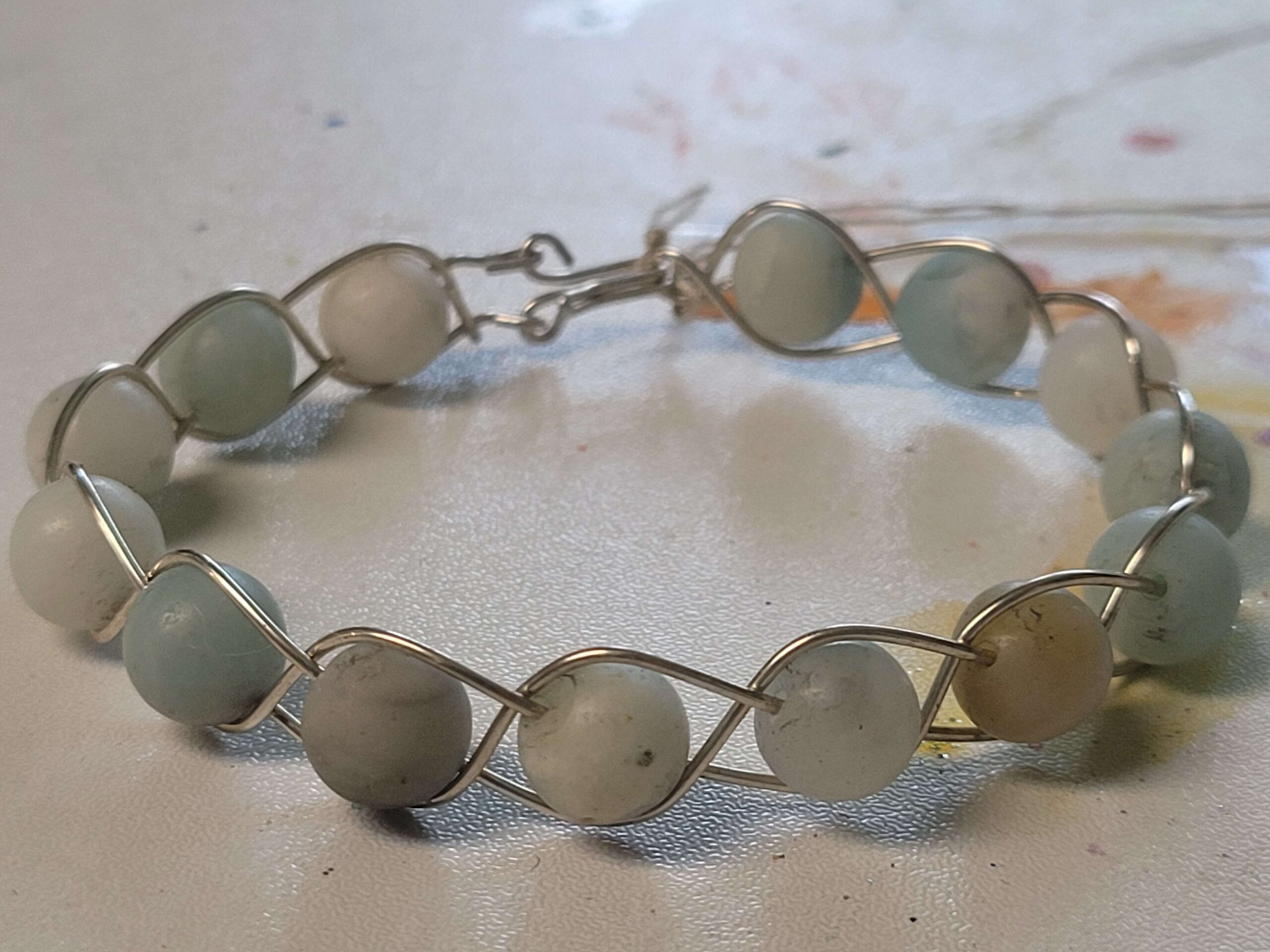 Matte Black Gold Amazonite Braid Bracelet