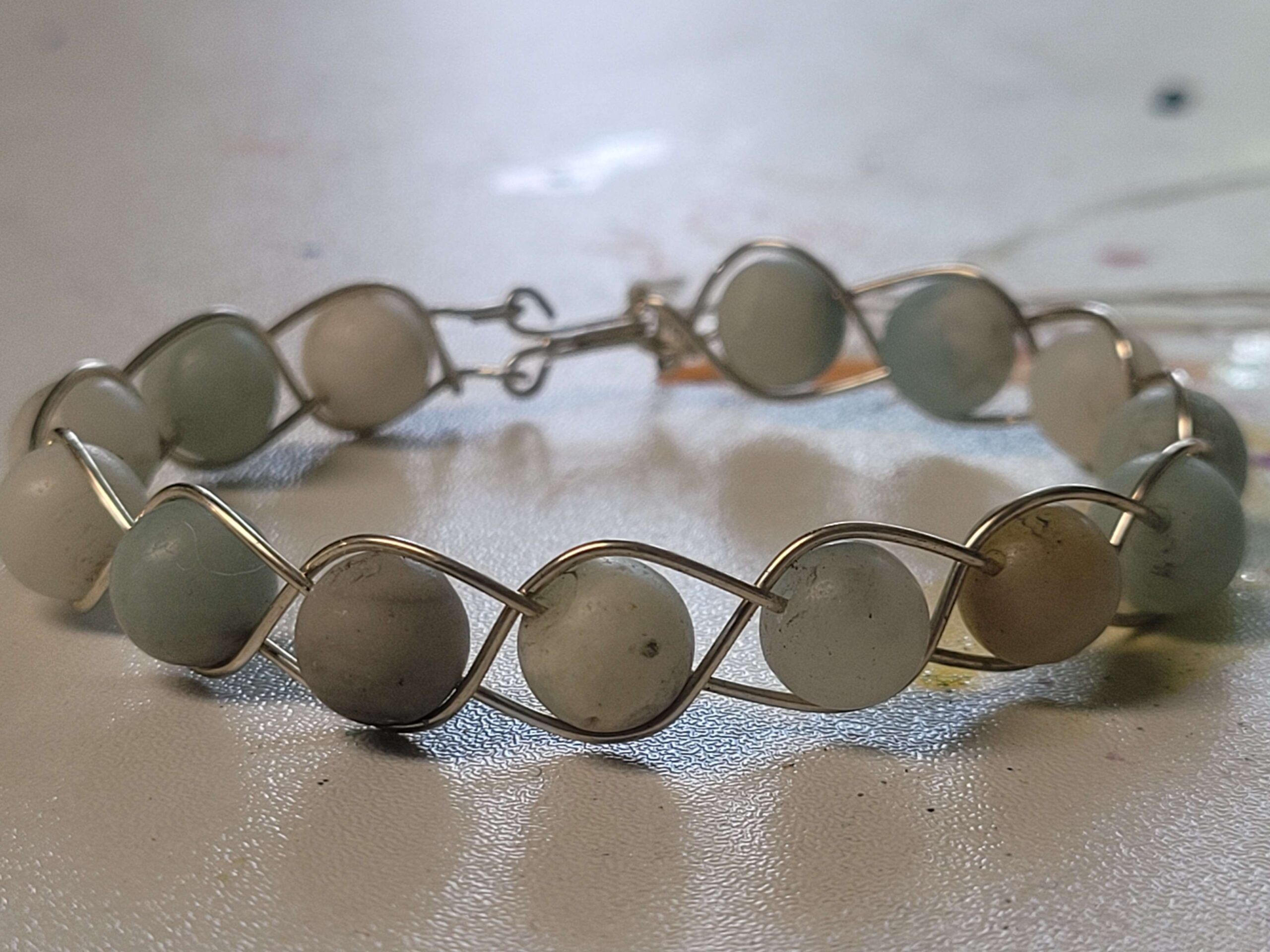 Matte Black Gold Amazonite Braid Bracelet - Image 7