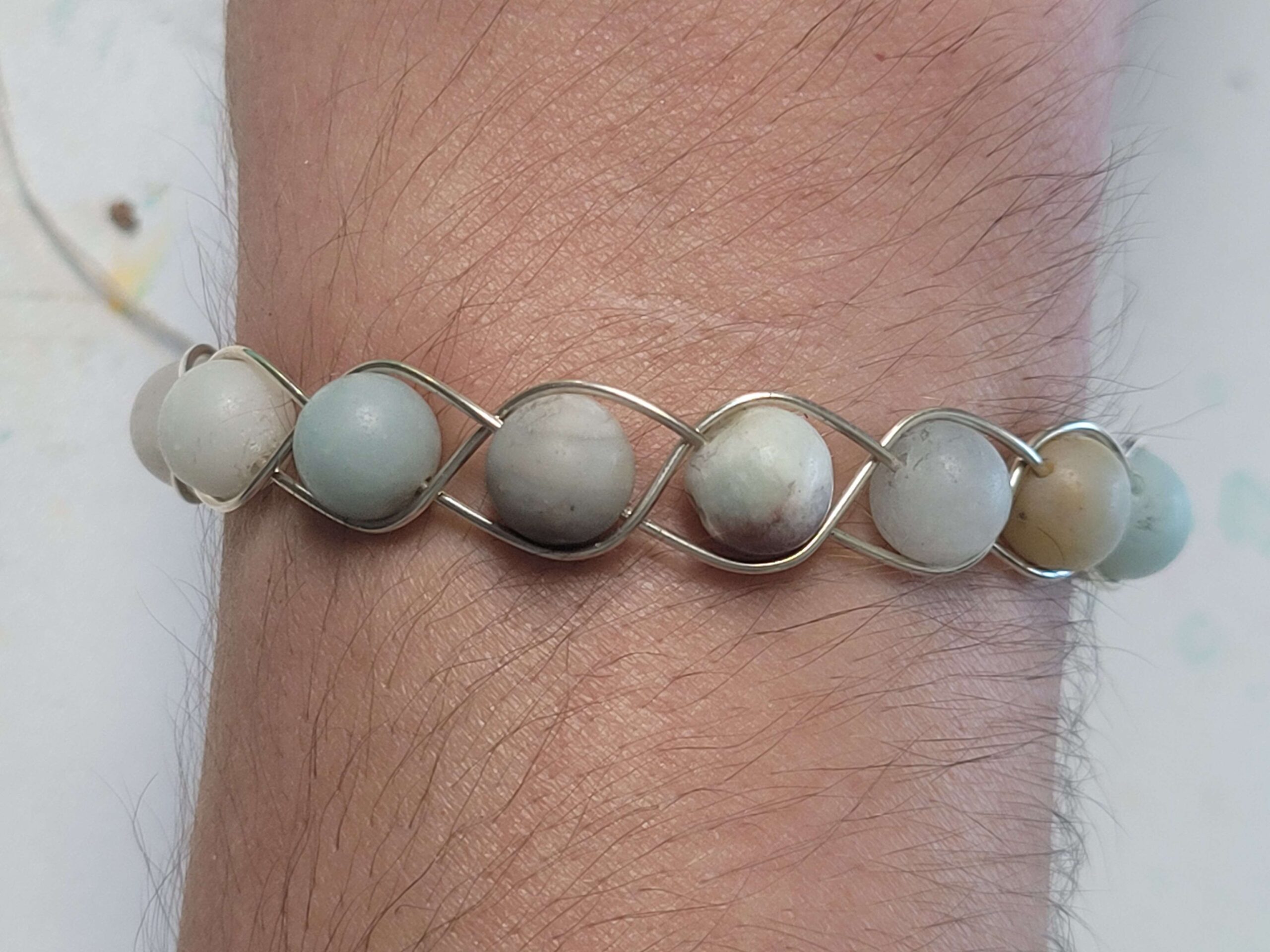 Matte Black Gold Amazonite Braid Bracelet - Image 8