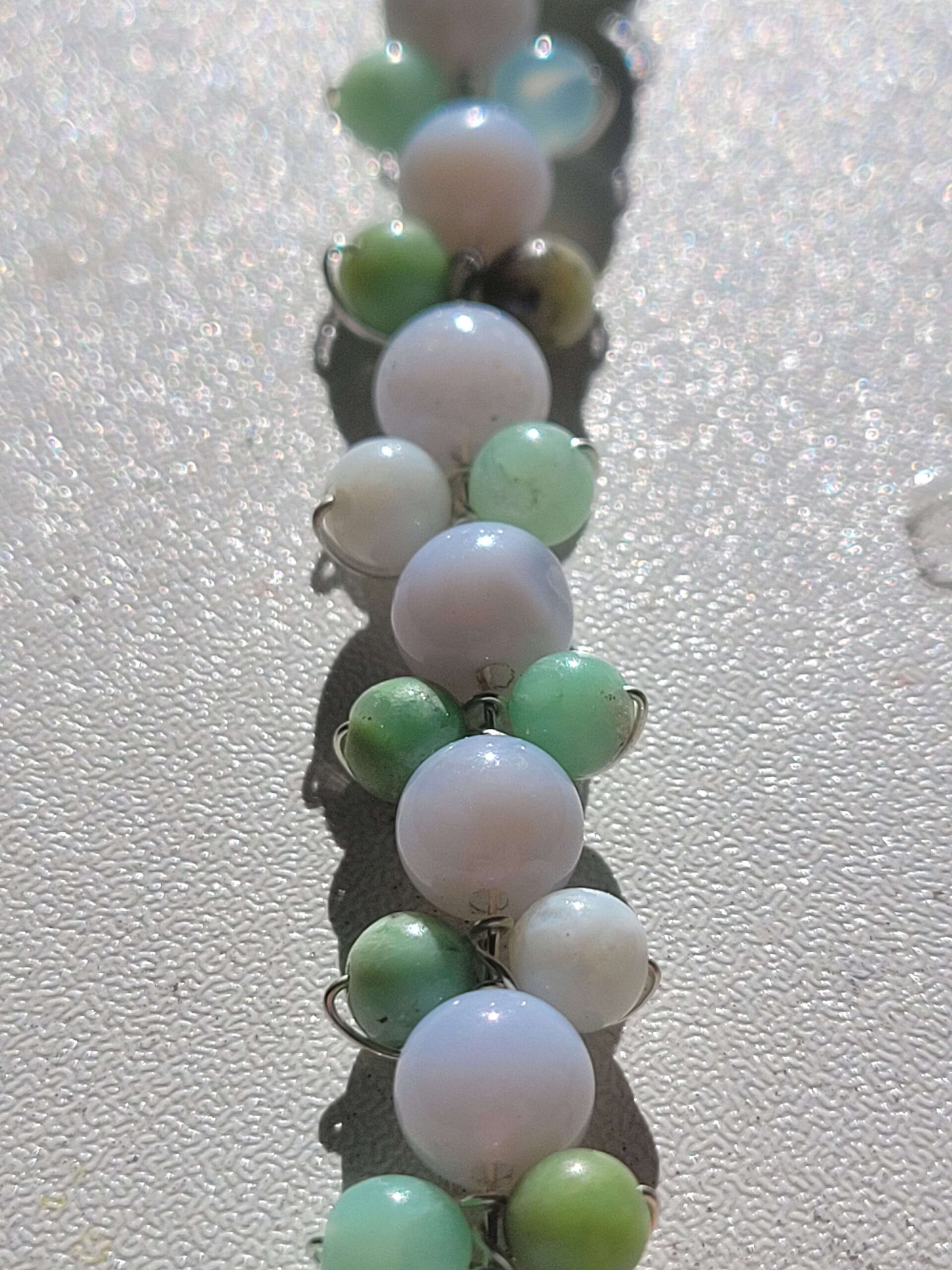 Blue Lace Agate & Chrysoprase Flower Bracelet - Image 2