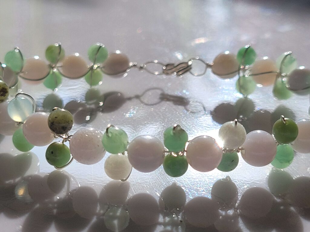 Blue Lace Agate & Chrysoprase Flower Bracelet