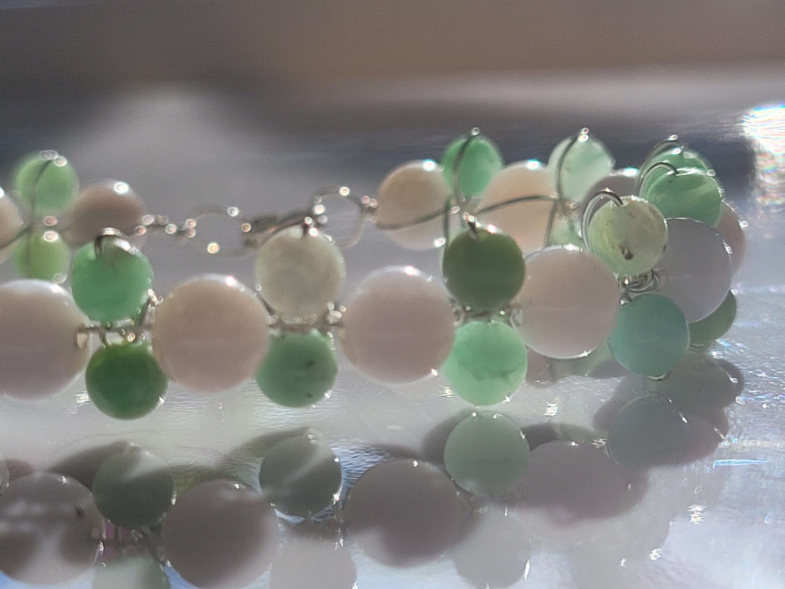 Blue Lace Agate & Chrysoprase Flower Bracelet - Image 6