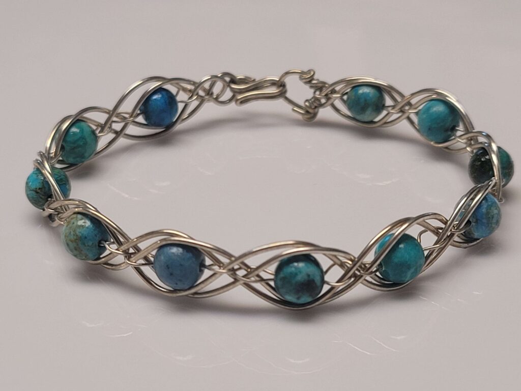 Blue Chrysocolla X's and O's Bracelet