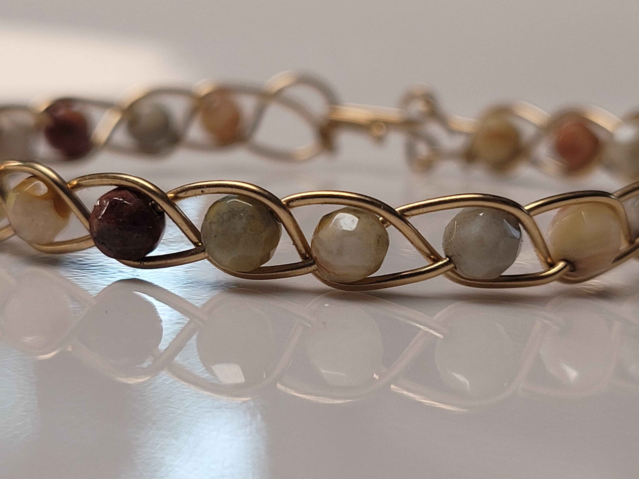 Crazy Lace Agate & Gold Braid Bracelet - Image 4