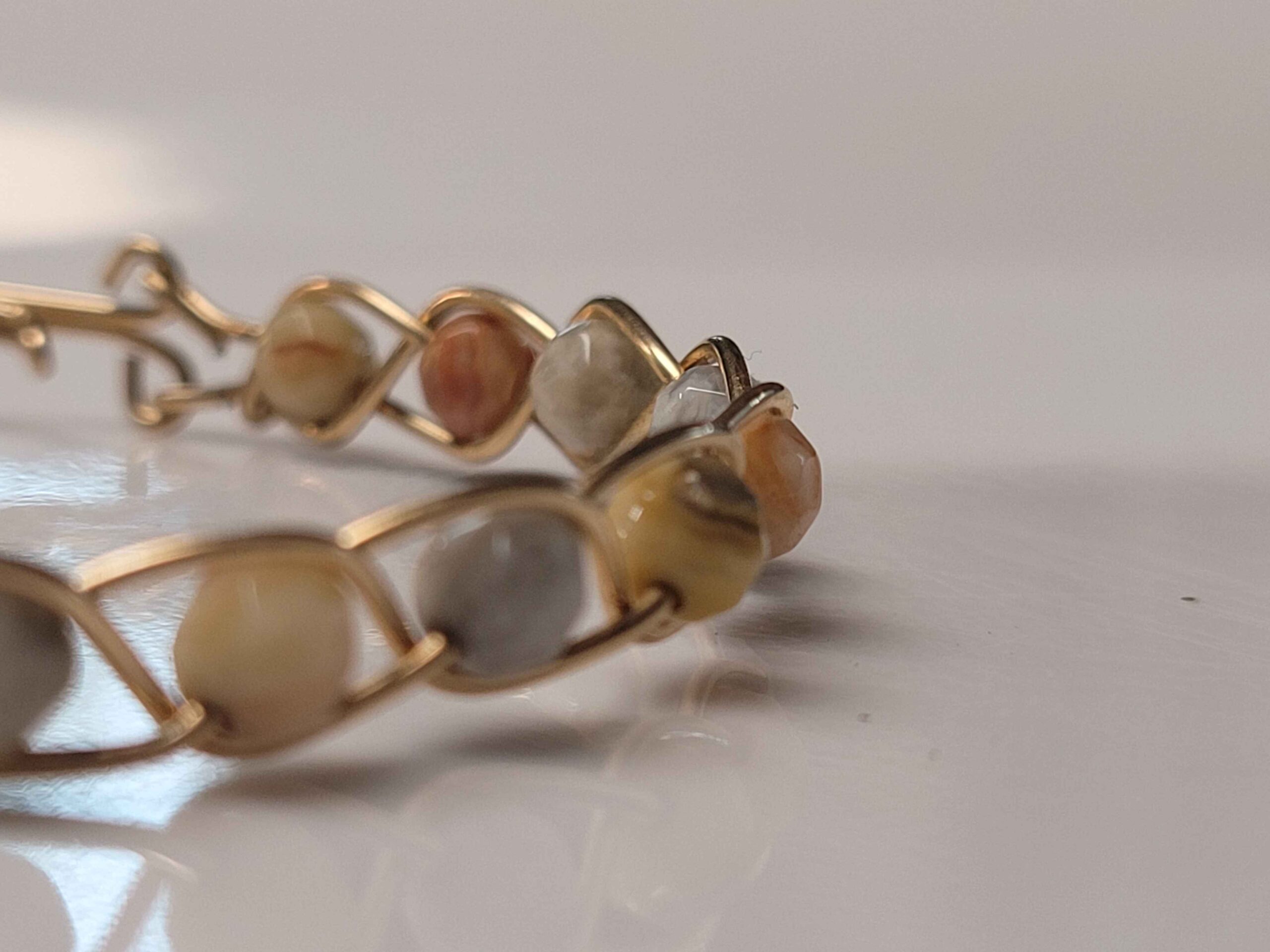 Crazy Lace Agate & Gold Braid Bracelet - Image 5