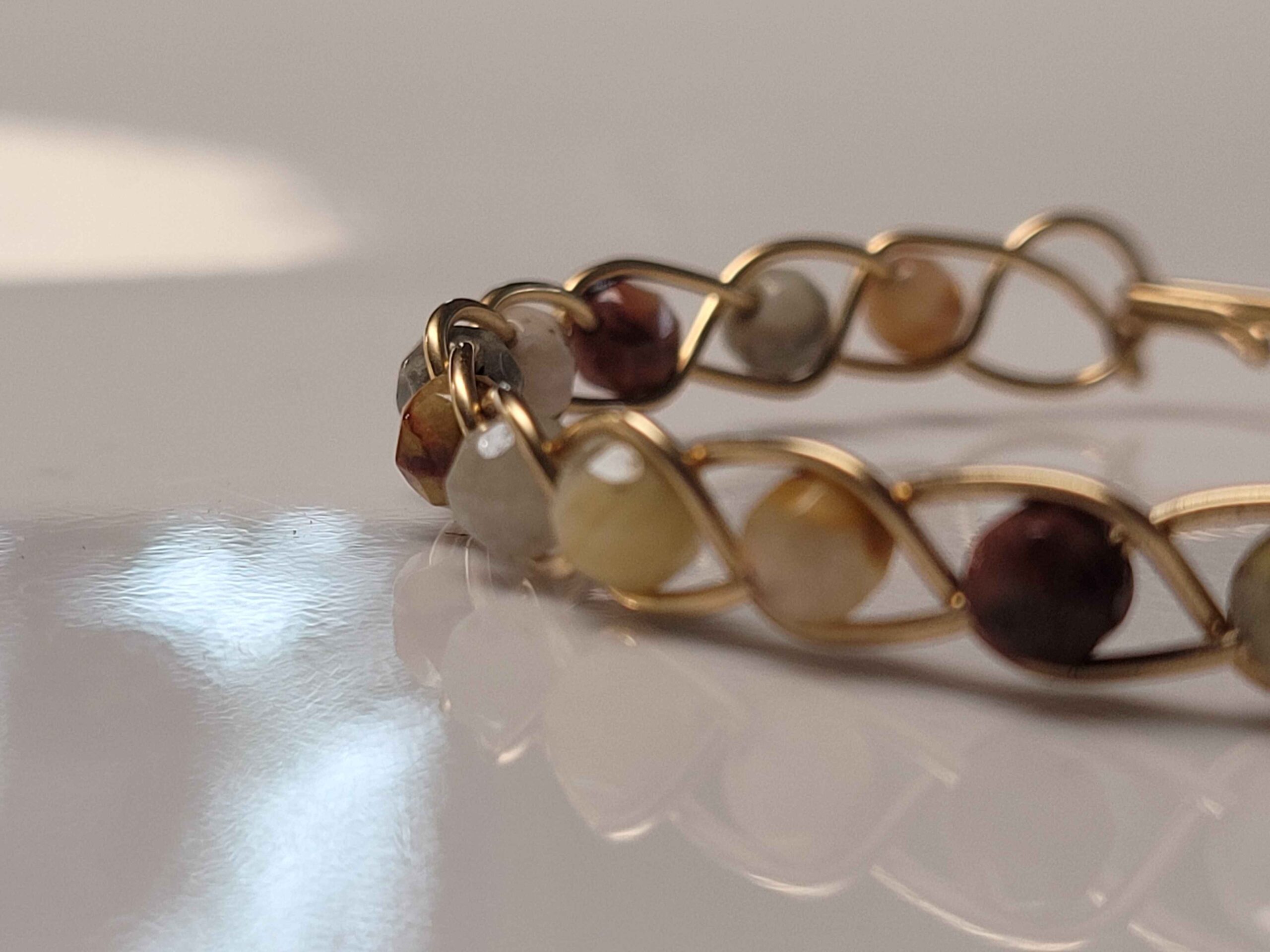 Crazy Lace Agate & Gold Braid Bracelet - Image 6