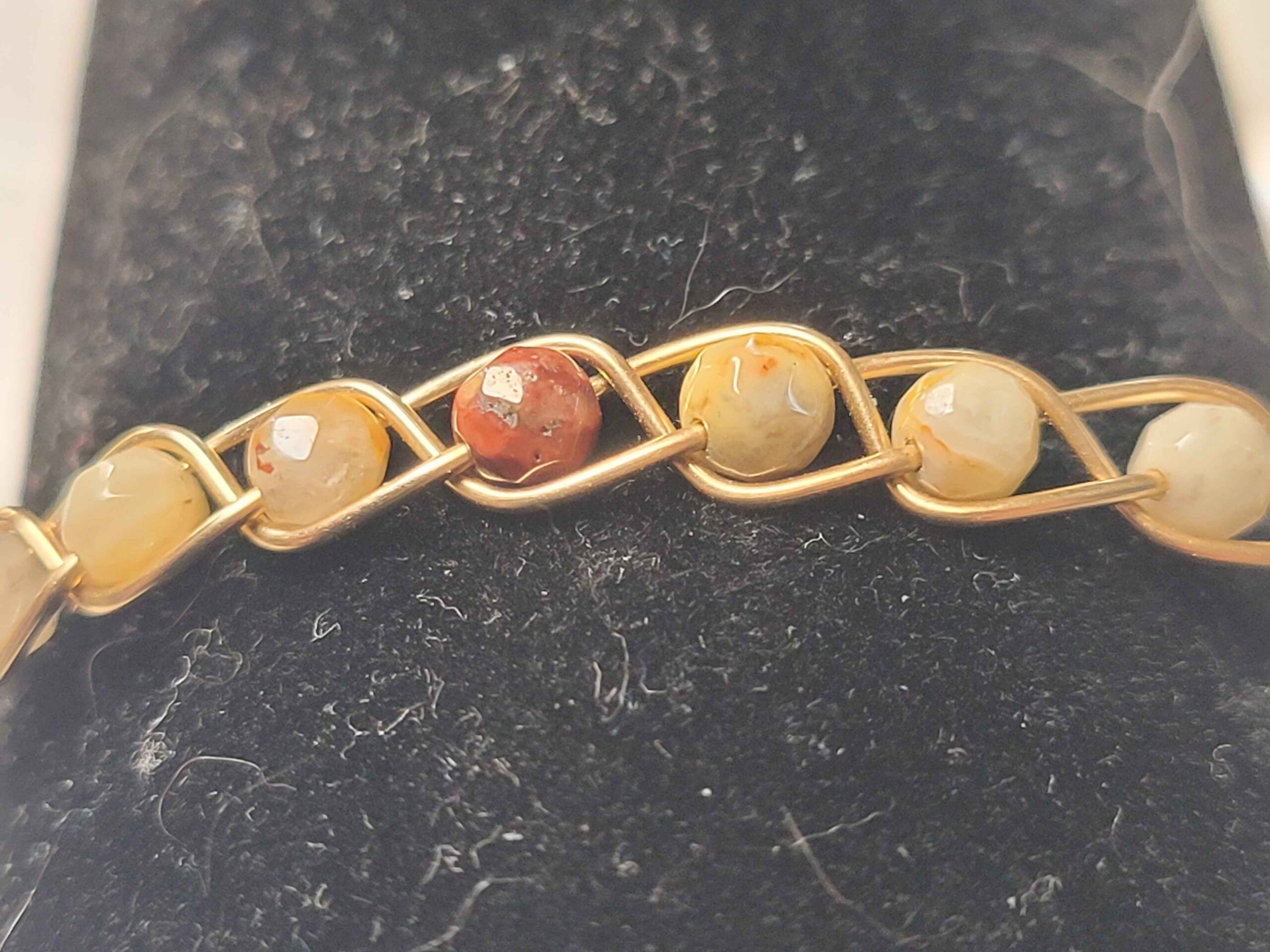 Crazy Lace Agate & Gold Braid Bracelet - Image 10