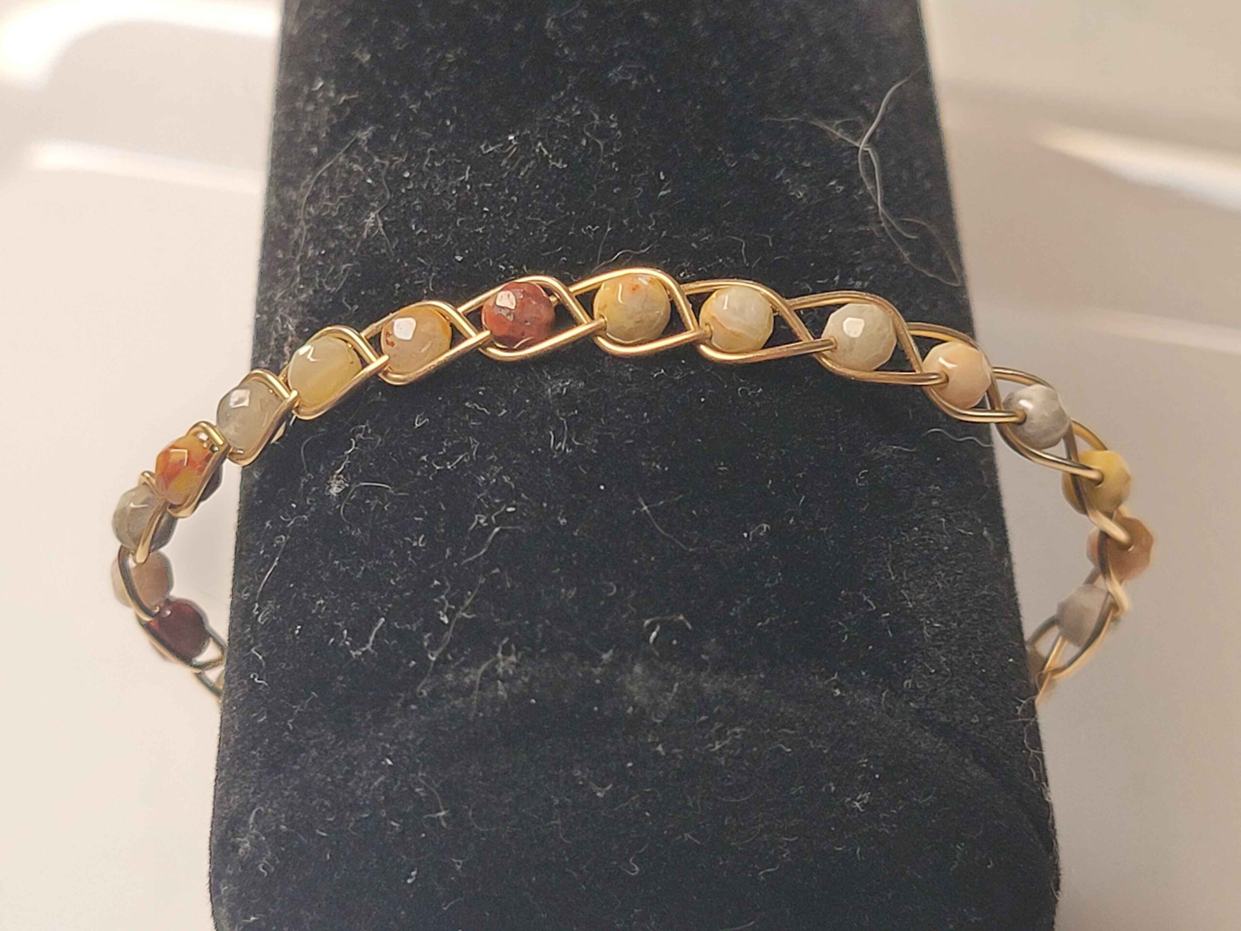 Crazy Lace Agate & Gold Braid Bracelet - Image 11