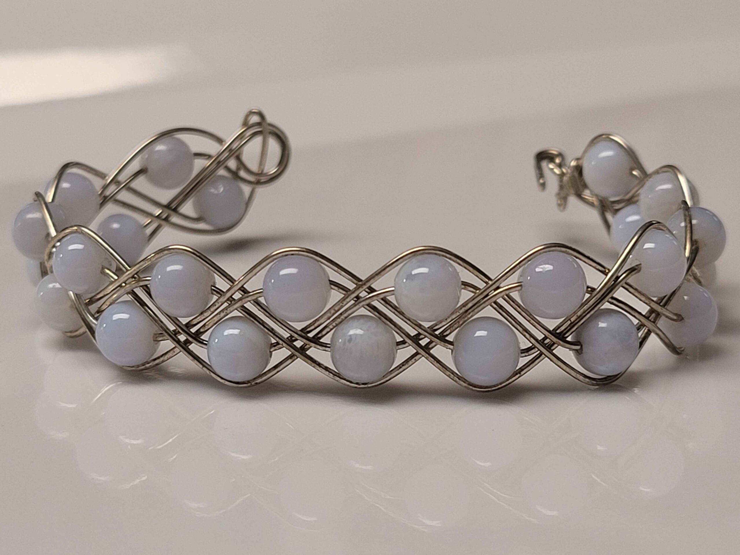 Blue Lace Agate Double Braid Bracelet - Image 5