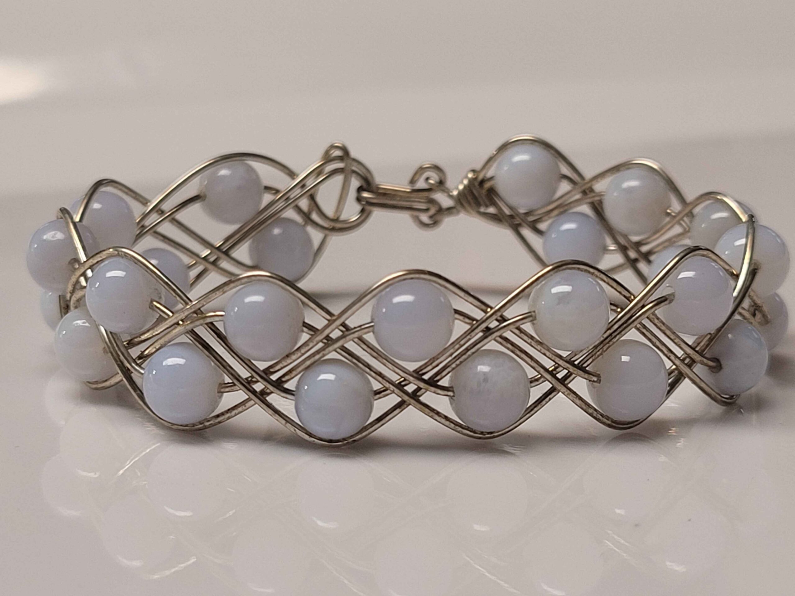Blue Lace Agate Double Braid Bracelet