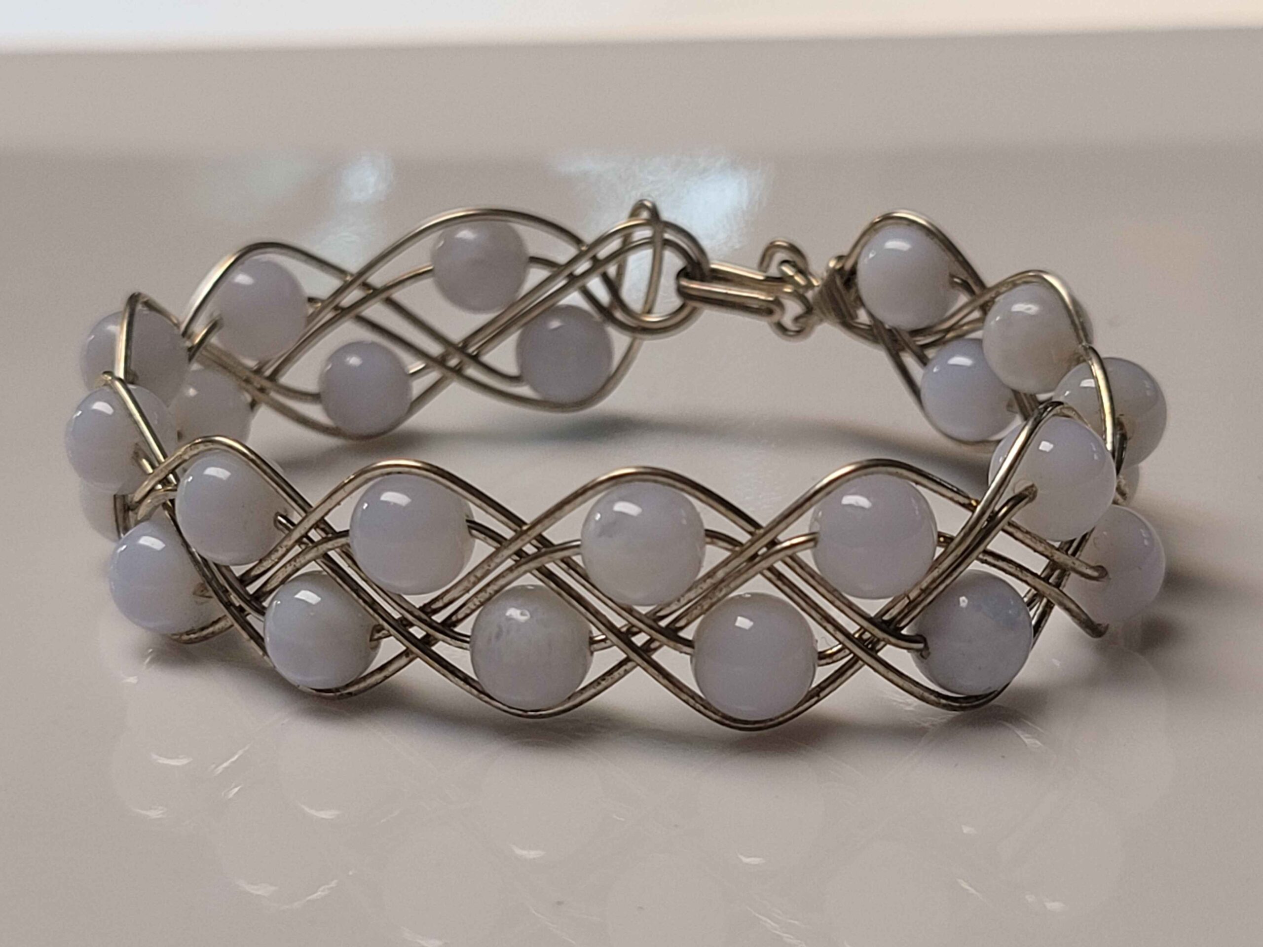Blue Lace Agate Double Braid Bracelet - Image 7