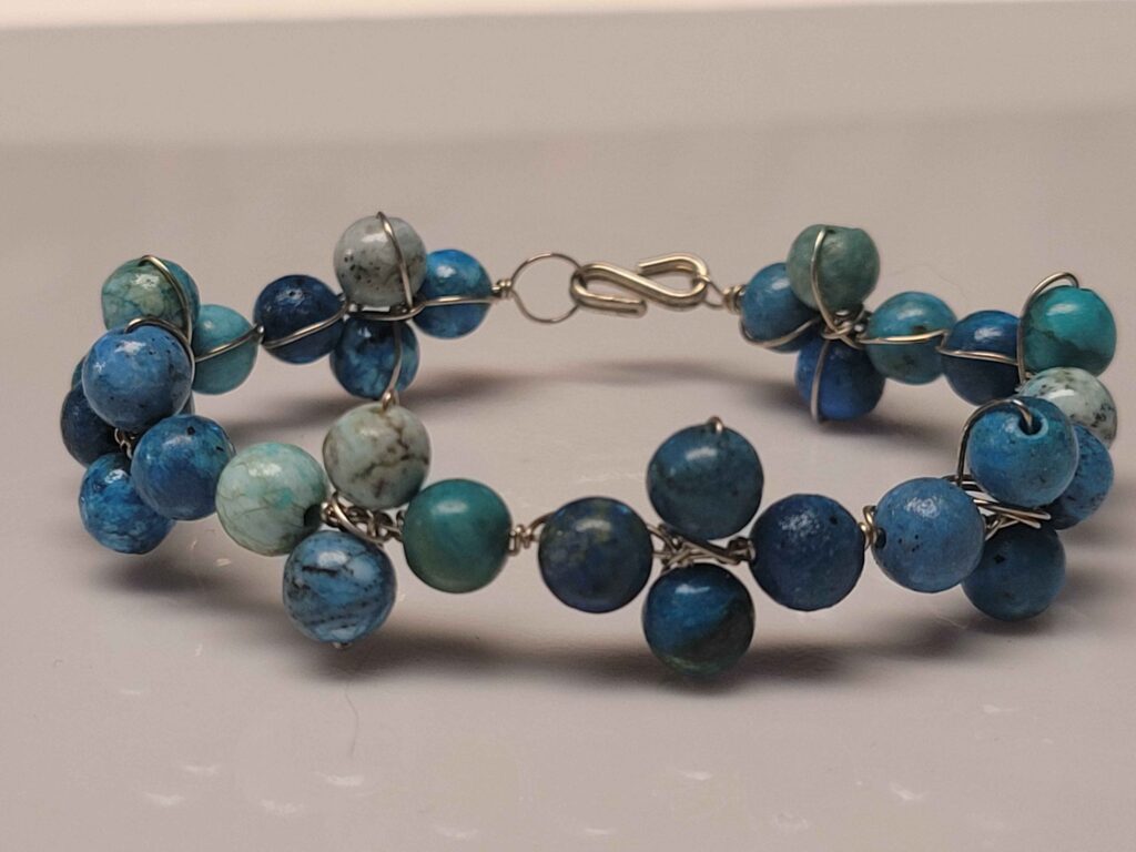 Blue Chrysocolla Flower Bracelet